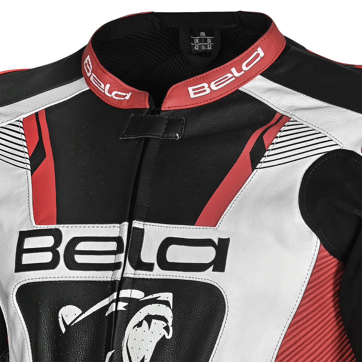 BELA X-Race Motorcycle Racing Leather Jacket Black/White/Red