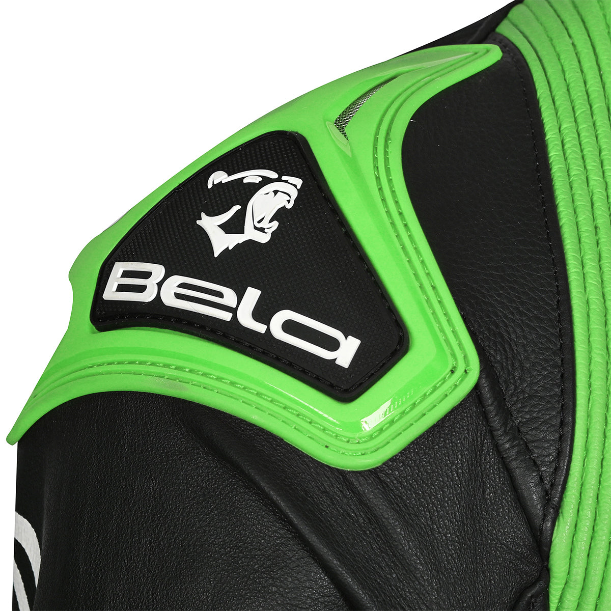 BELA X-Race Motorcycle Racing Leather Jacket Black/White/Green