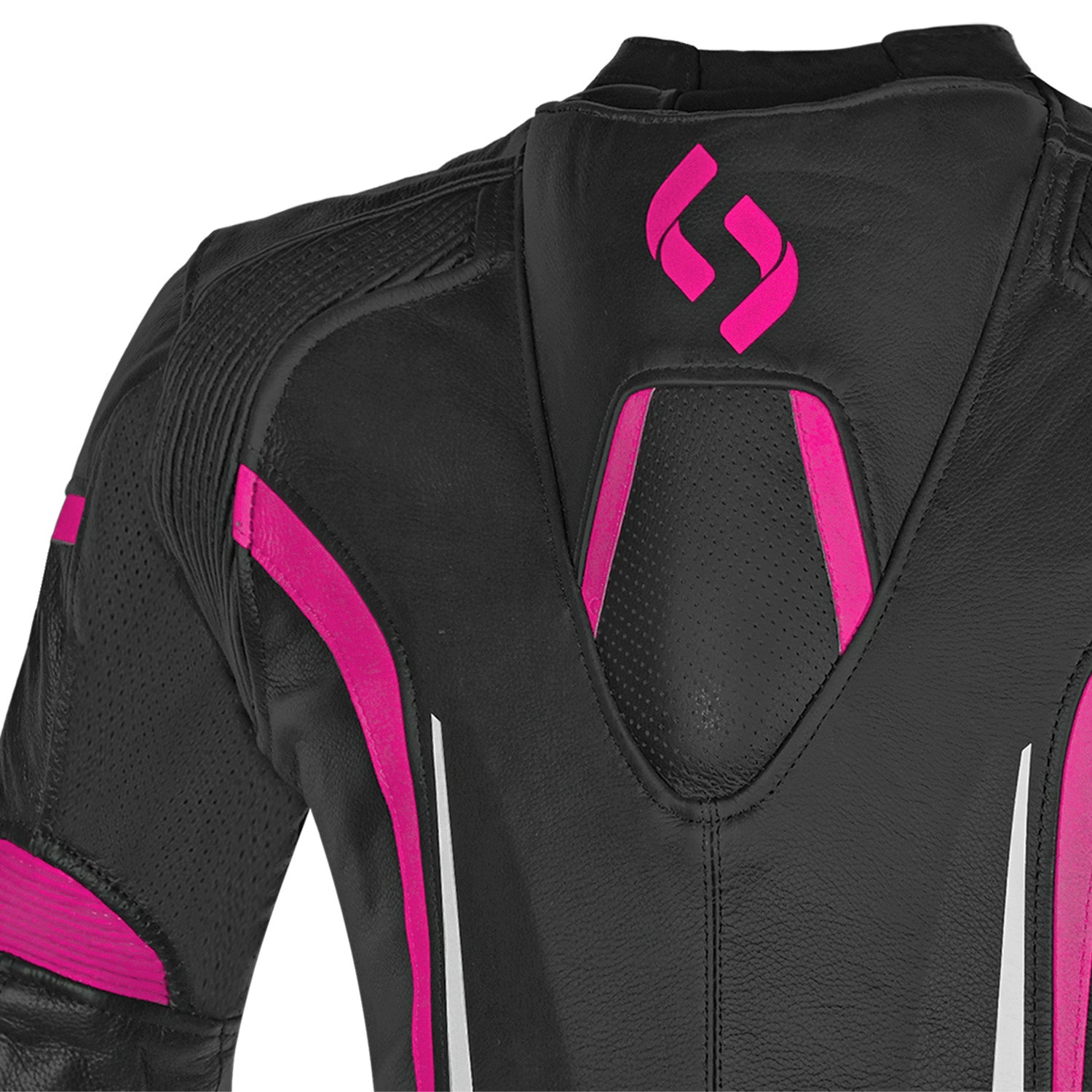 SHUA INFINITY WOMEN MOTORCYCLE LEATHER JACKET BLACK FUCHSIA