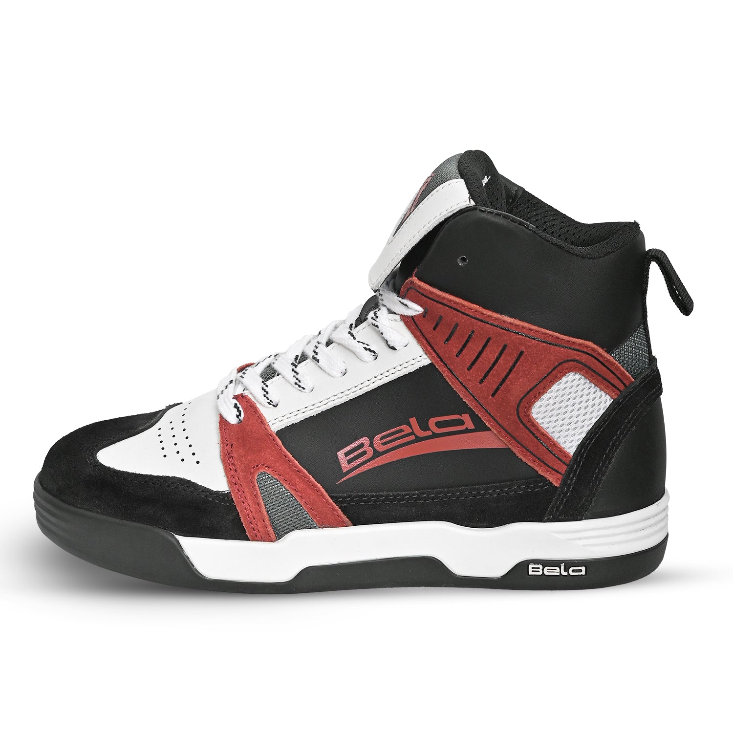 BELA Rover Men Motorcycle Urban Boots Black White Red