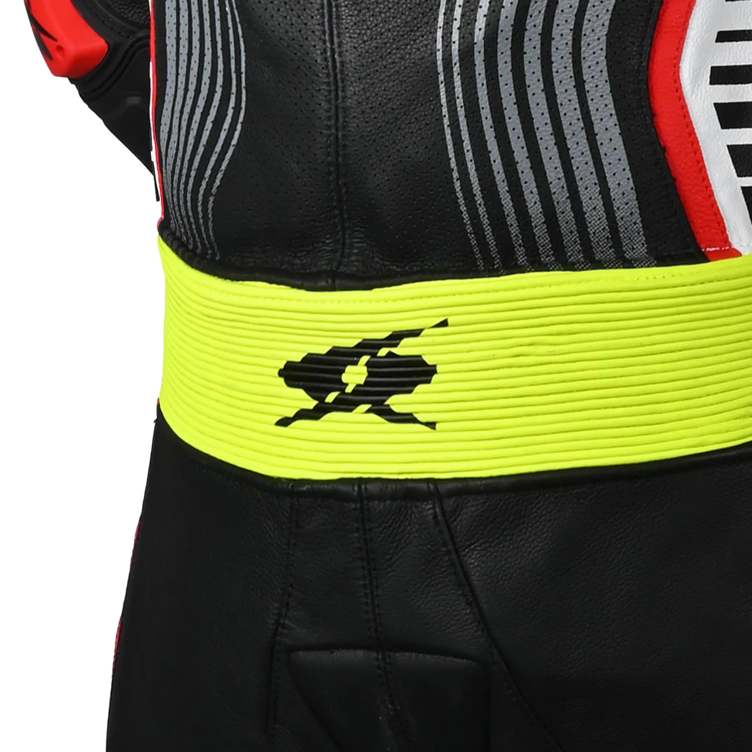 SPYKE ARAGON RACE 1PC MOTORCYCLE LEATHER SUITS BLACK WHITE RED YELLOW FLUO