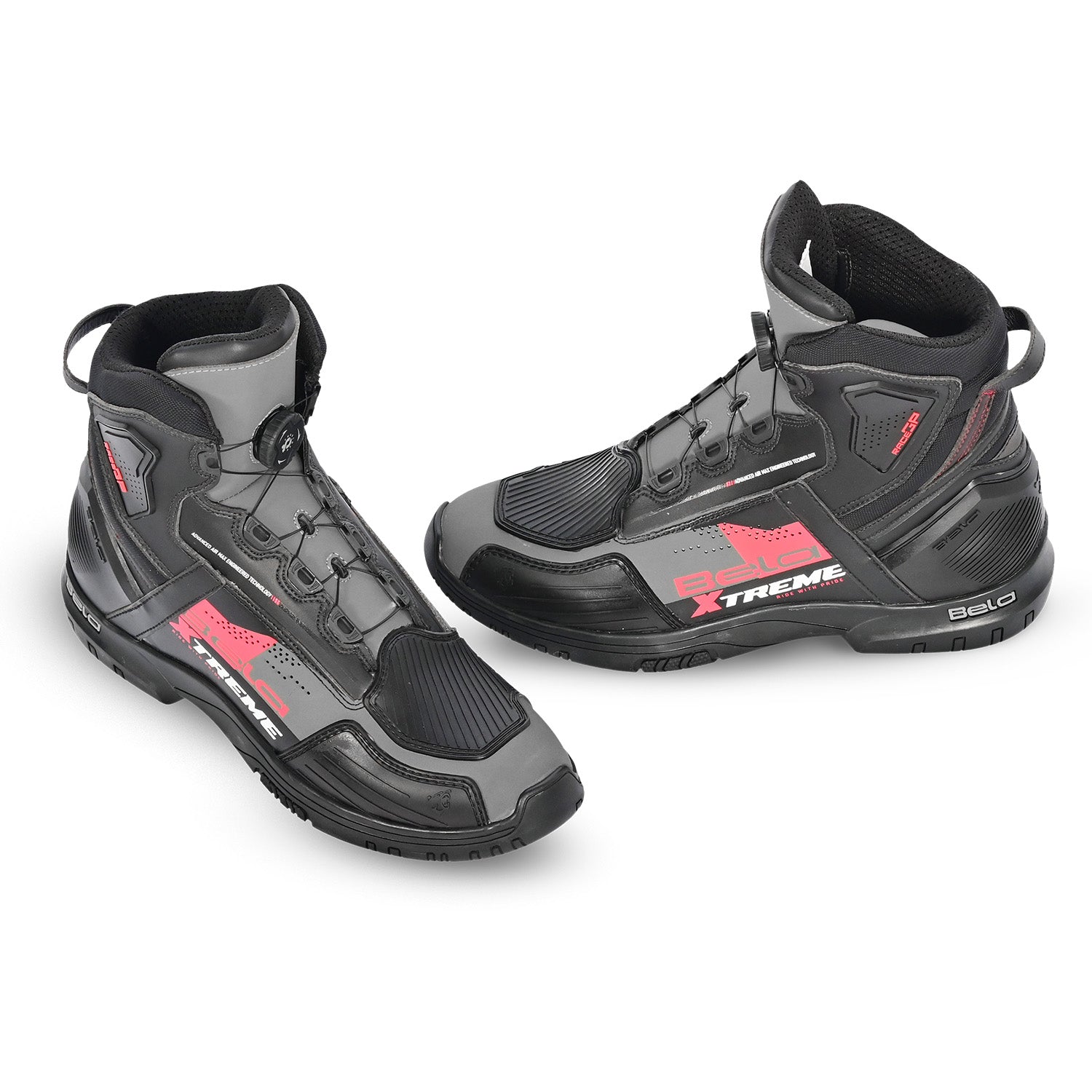 BELA EXTREME FORCE URBAN MOTORCYCLE LADY BOOTS BLACK GREY RED