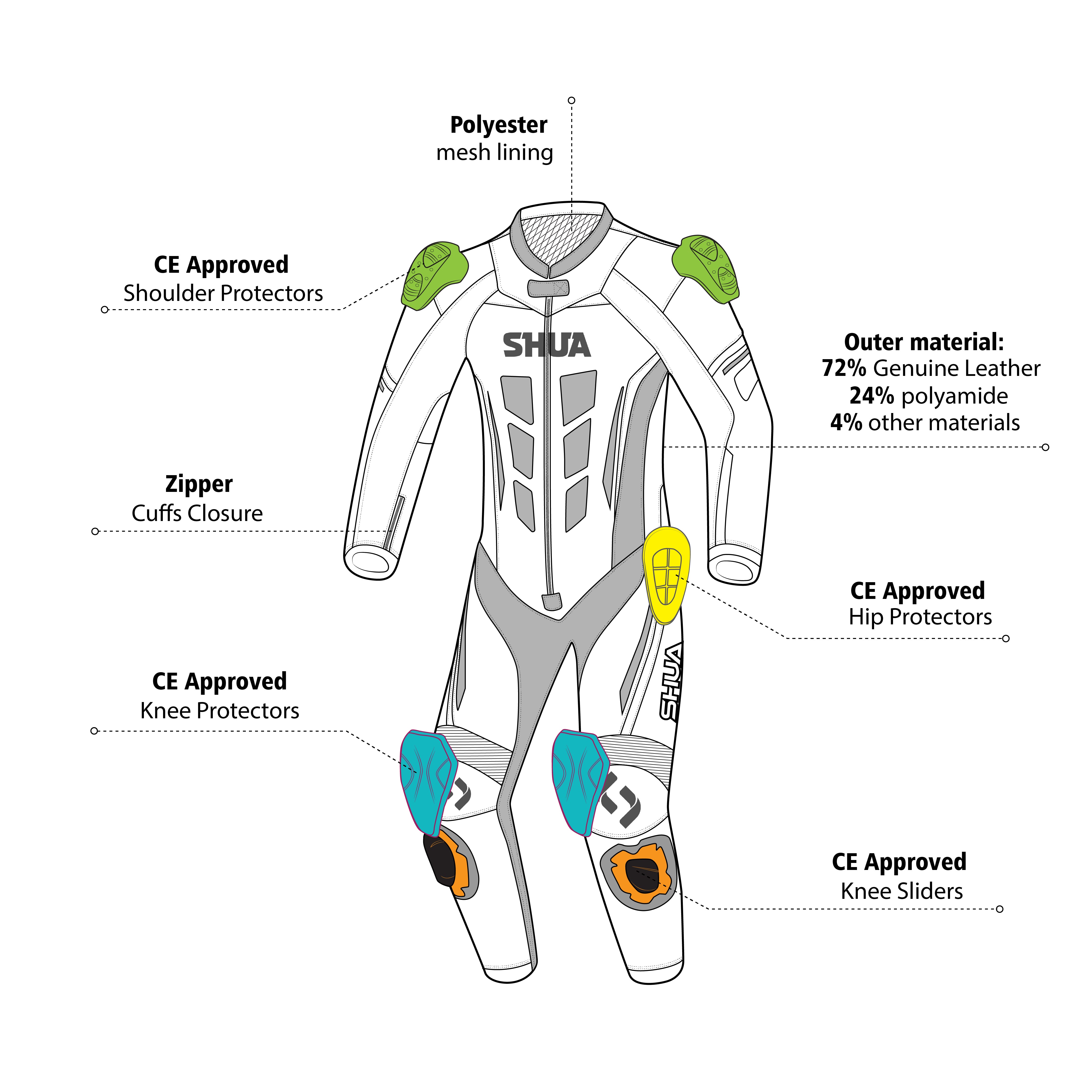 SHUA Infinity 1 PC Man Motorcycle Racing Suits Black White