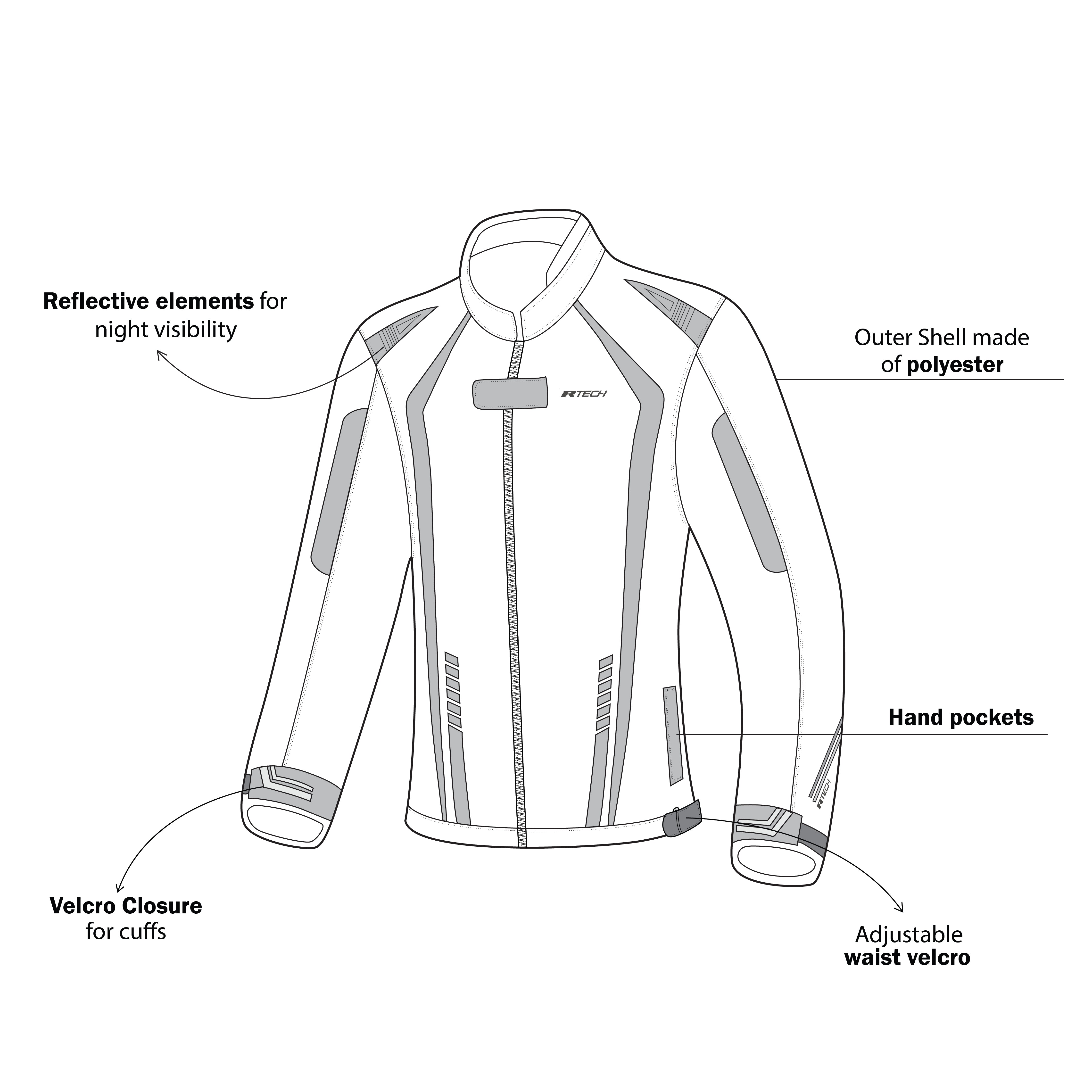 R-TECH MARSHAL LADY MOTORCYCLE JACKET BLACK/FLUOR YELLOW