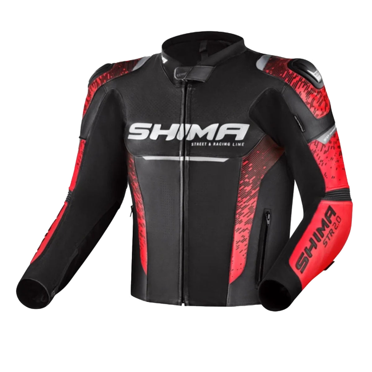 SHIMA STR 2.0 MOTORCYCLE LEATHER JACKET BRIGHT RED