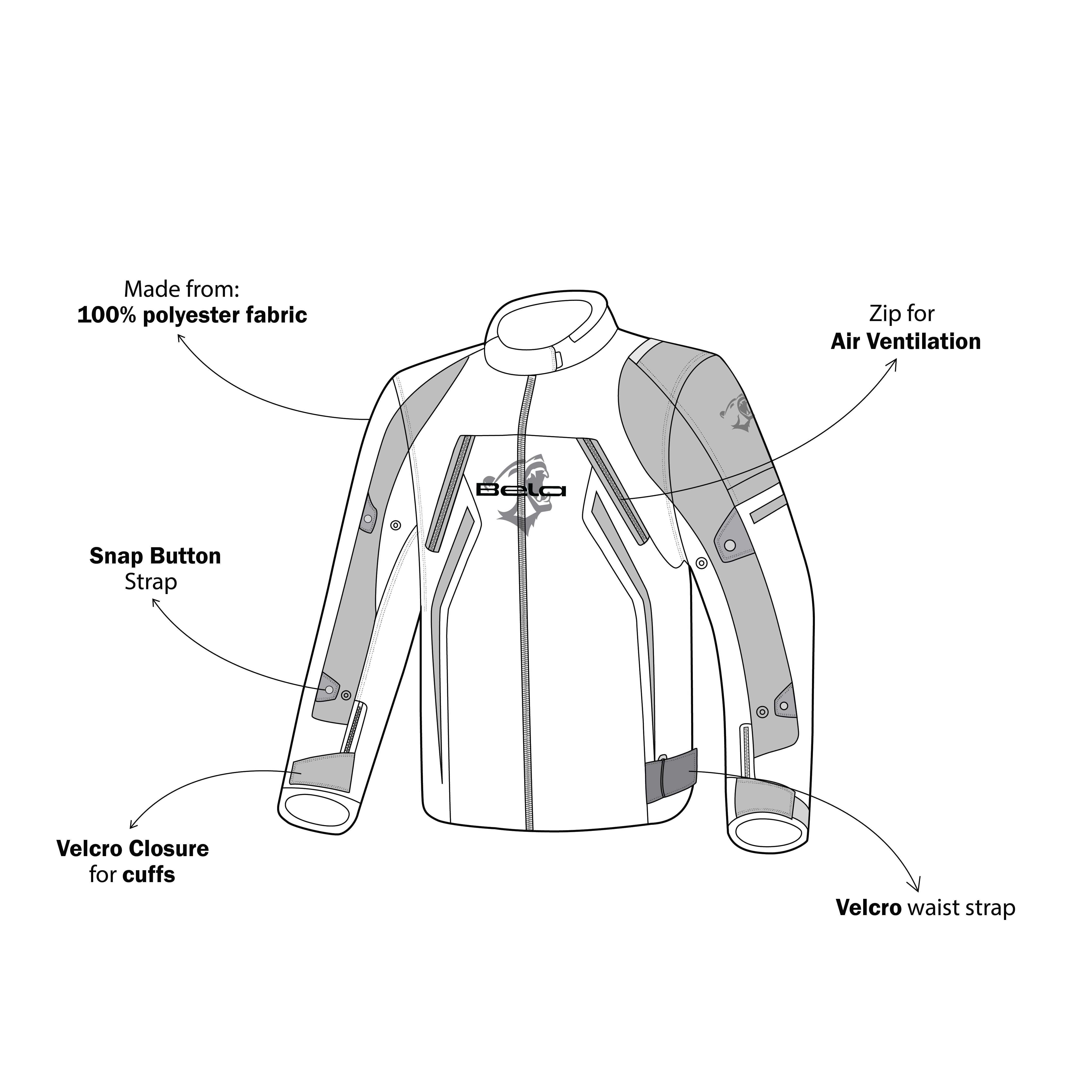 BELA Cordaniel Textile Motorcycle Jacket Men Black/Dark Gray/ Yellow Flouro