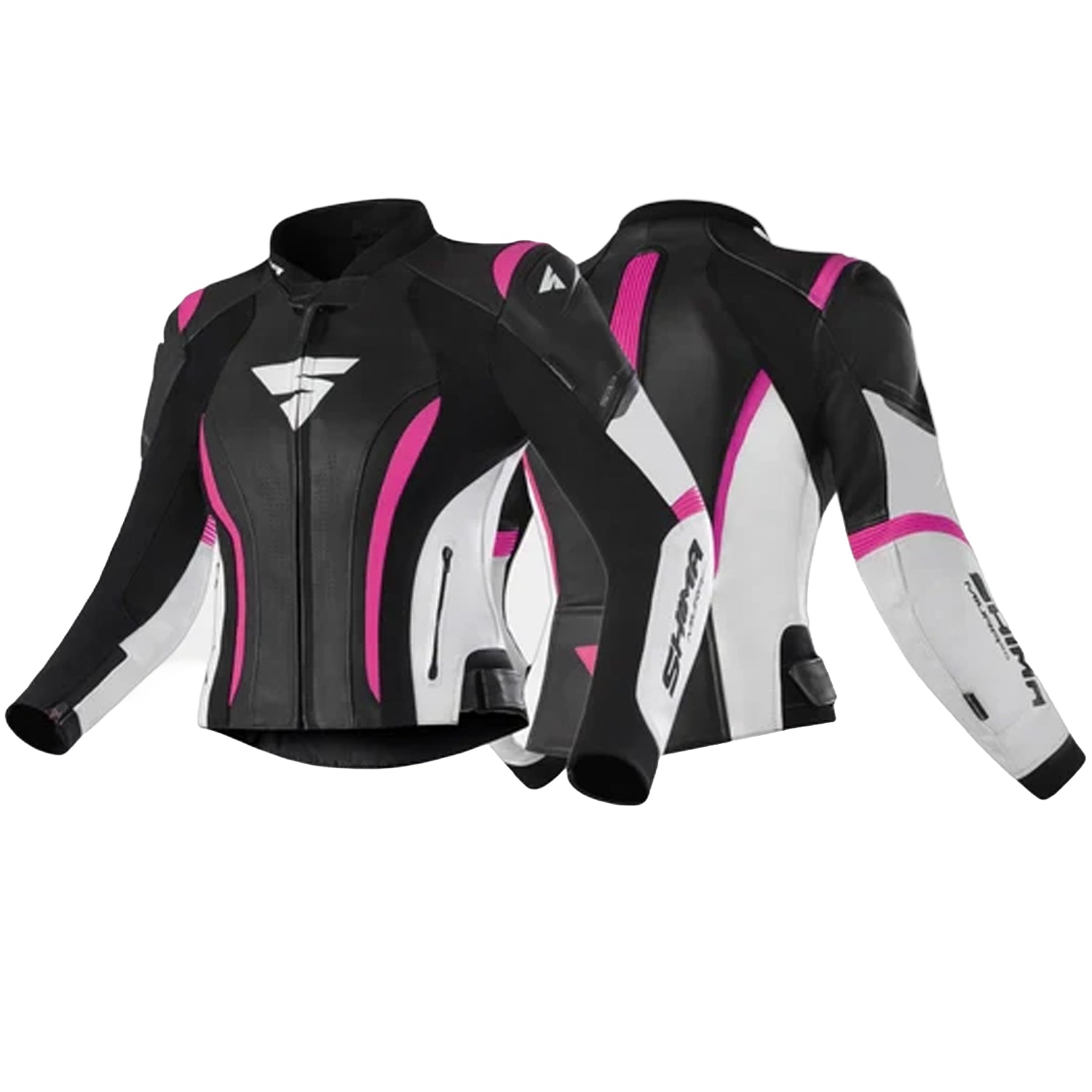 SHIMA MIURA 2.0 LADY MOTORCYCLE LEATHER JACKET BLACK WHITE FUSCHIA
