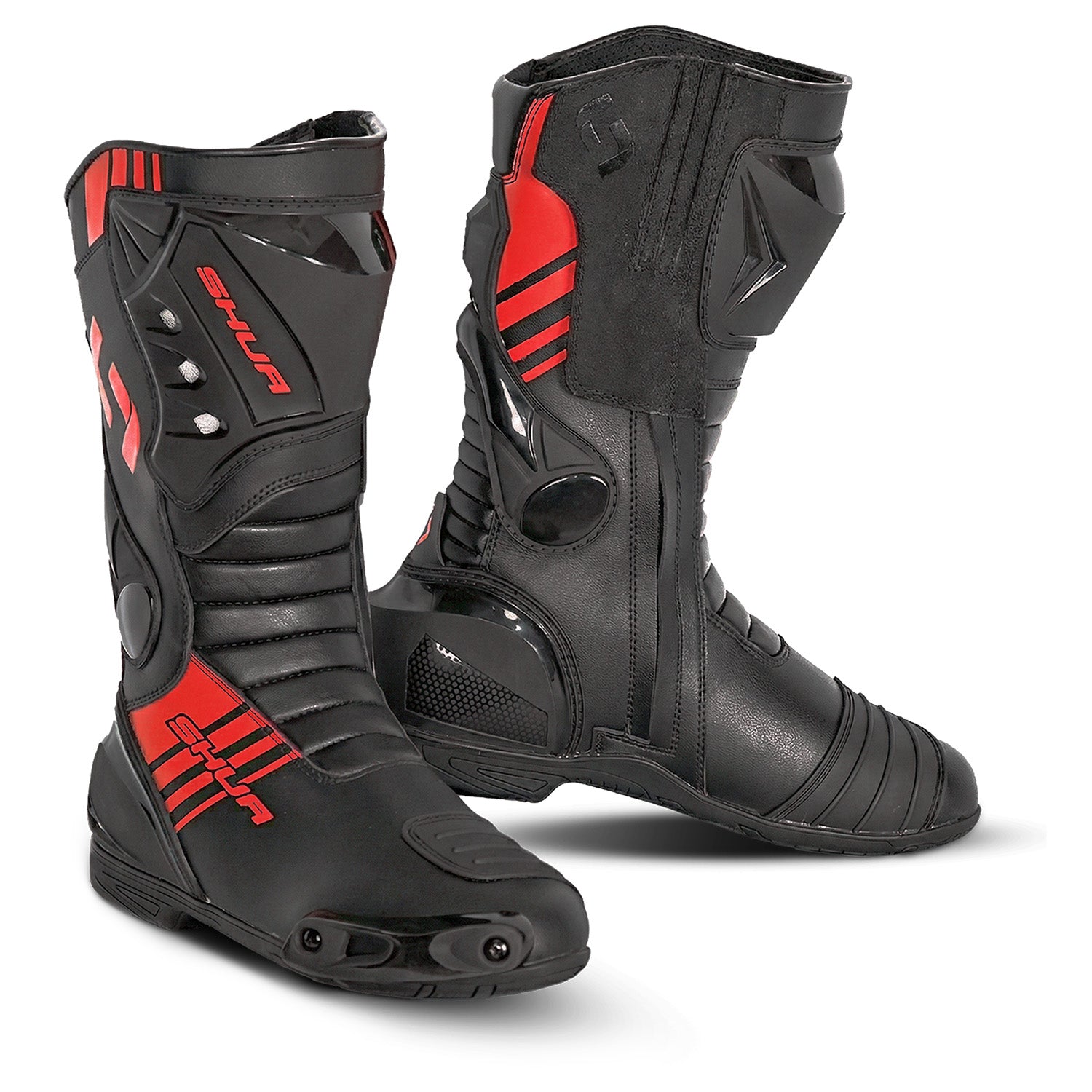 SHUA Super Tech Motorcycle Racing Leather Boots Black Red
