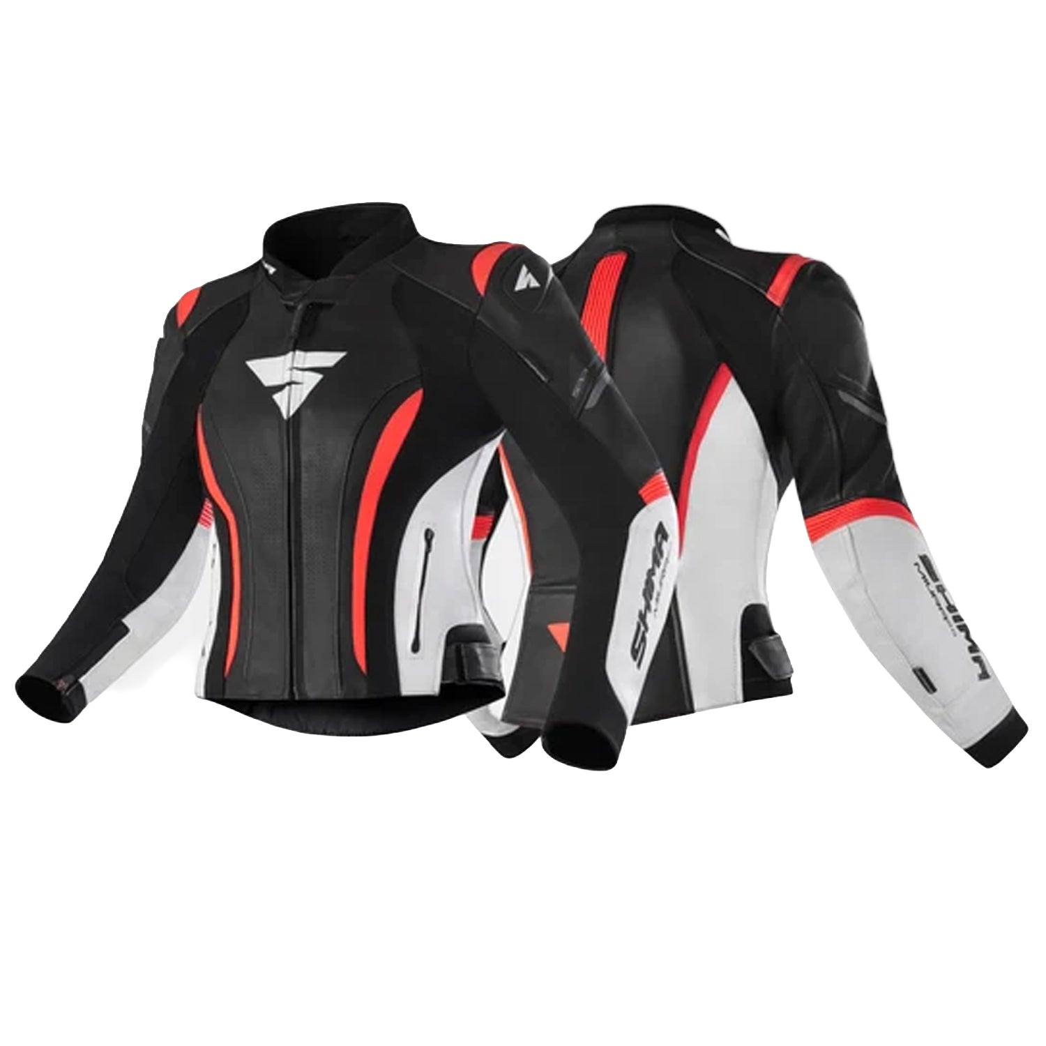SHIMA MIURA 2.0 LADY MOTORCYCLE LEATHER JACKET BLACK RED FLUO