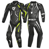 R-TECH Defender GP 1 PC Motorcycle Leather Suit Black White Yellow