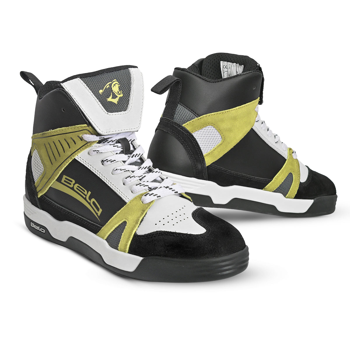 BELA Rover Urban Motorcycle Boots Black White Yellow Fluro