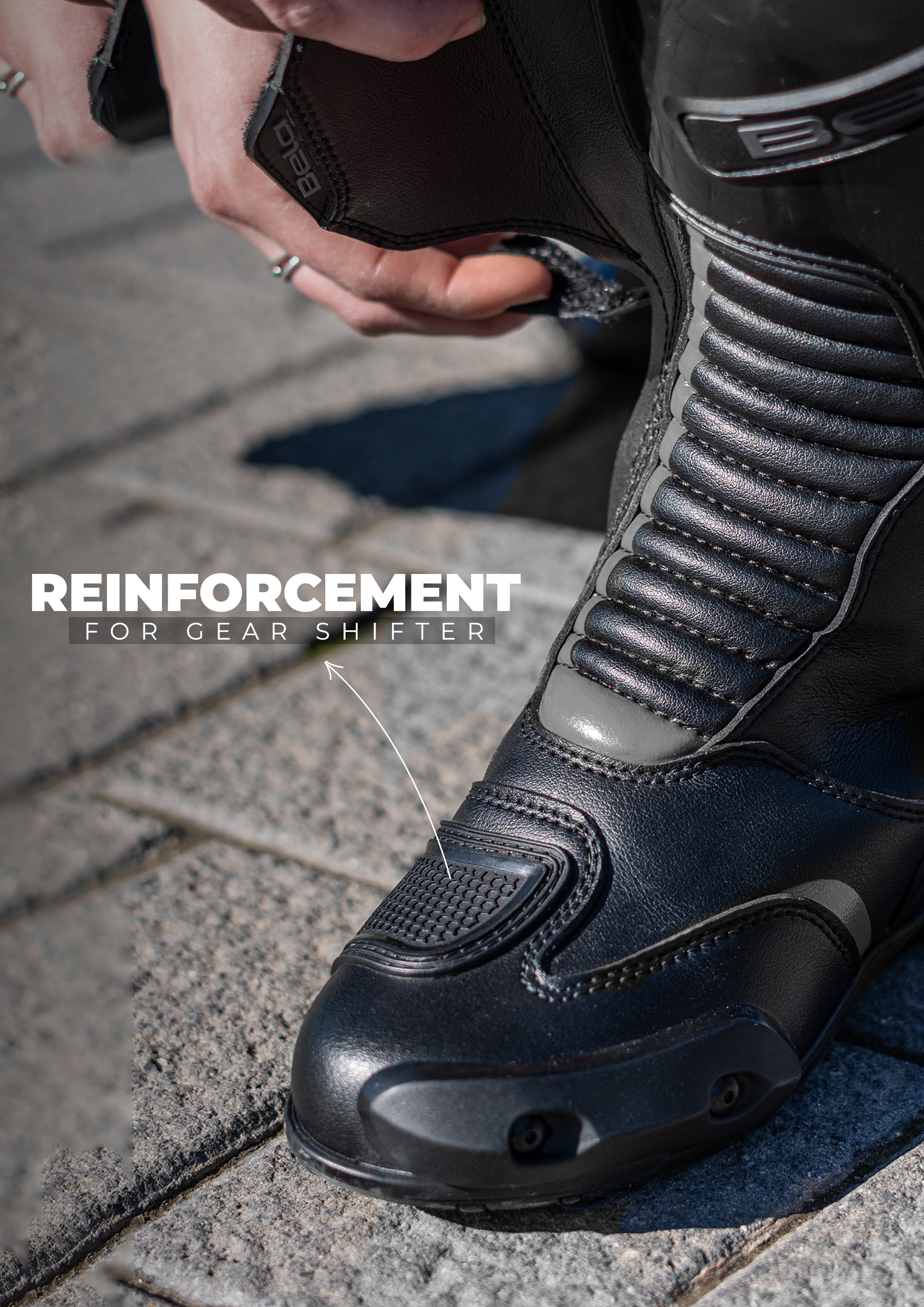 BELA Micro Strip Motorcycle Racing Boots Black Yellow Fluro