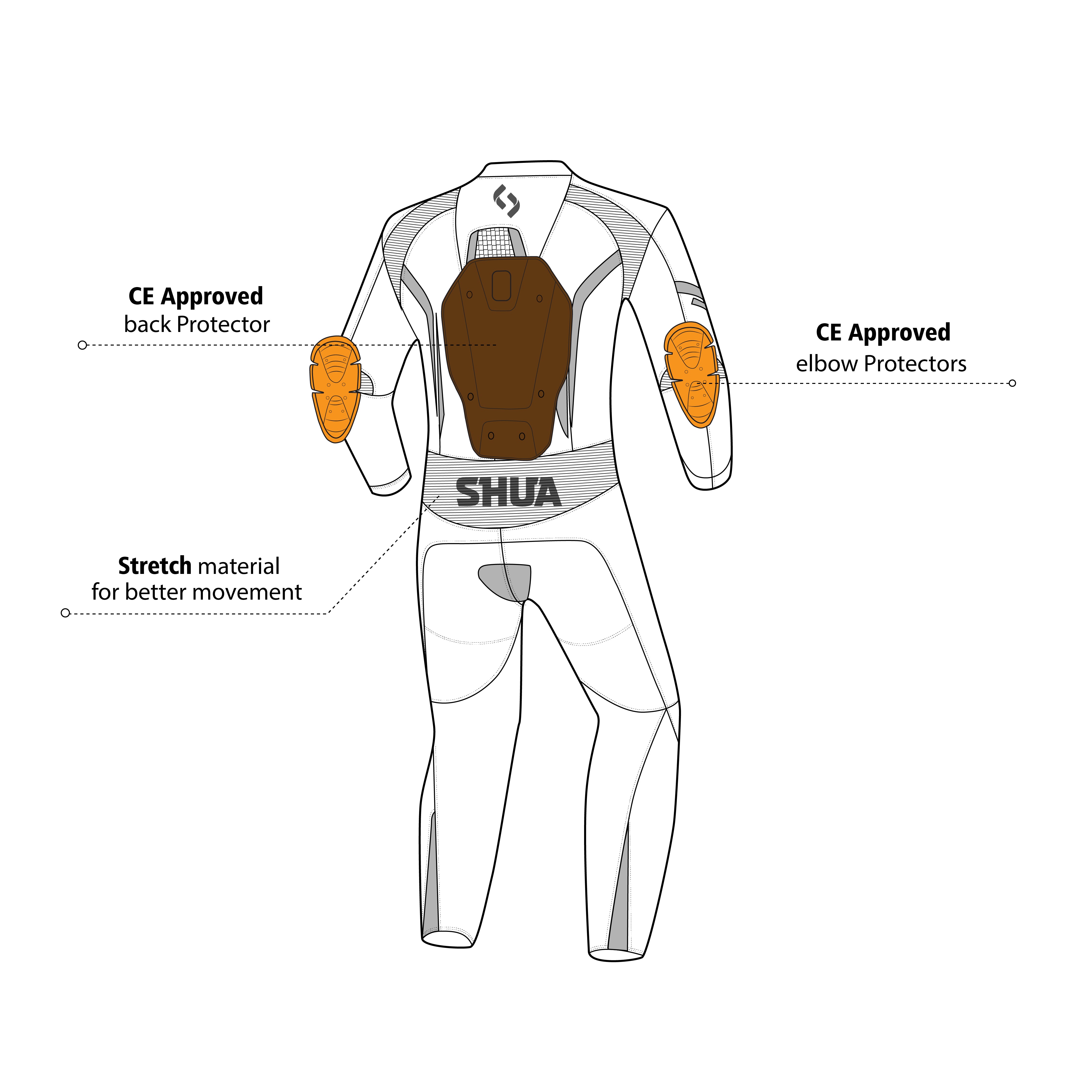 SHUA INFINITY 1PC MOTORCYCLE RACING LEATHER SUITS BLACK GREY