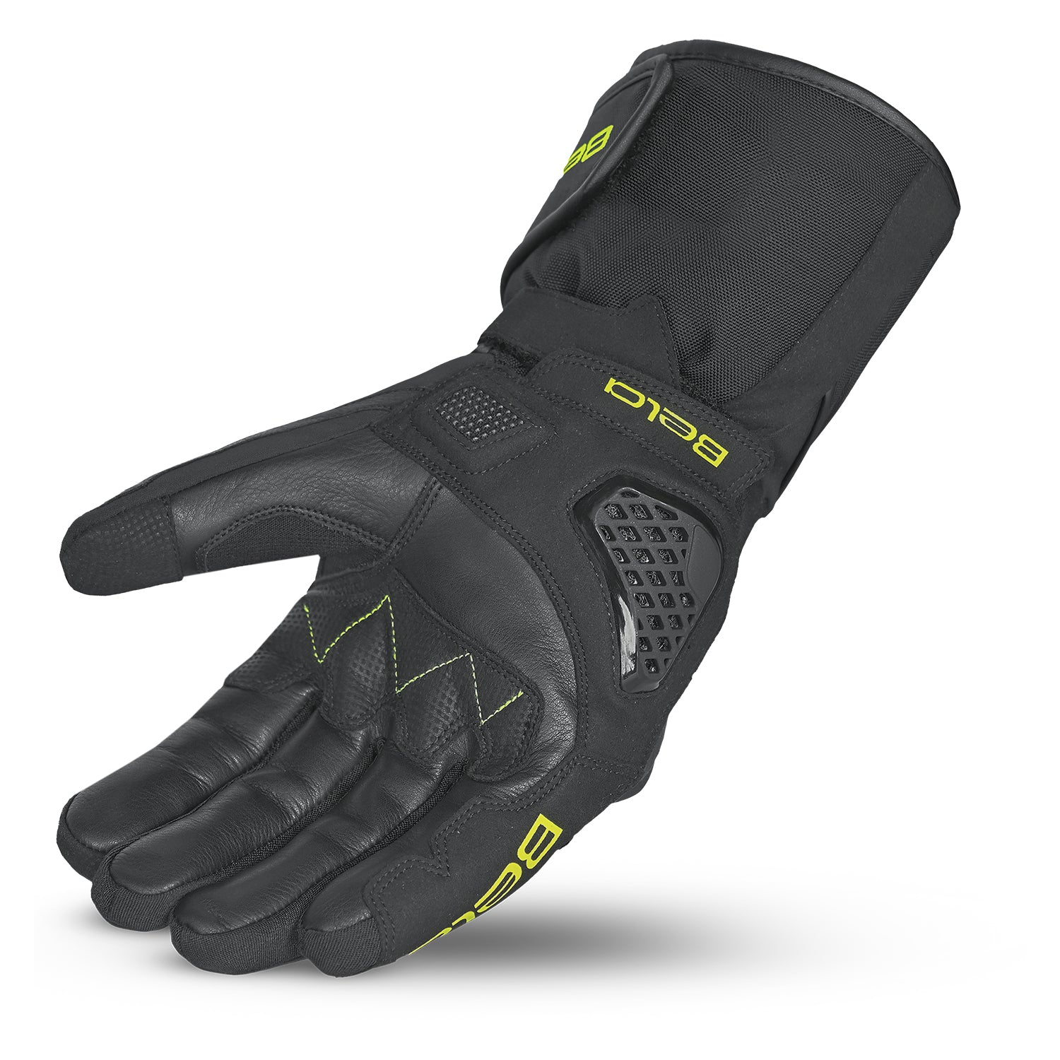 BELA Frost Shield Motorcycle Gloves Black yellow Fluro