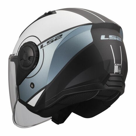 LS2 OF616 AIRFLOW II COVER MOTORCYCLE OPEN FACE HELMET GREY BLUE