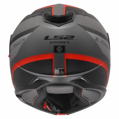 LS2 FF908 STROBE II MONZA MOTORCYCLE MODULAR HELMET BLACK GREY RED