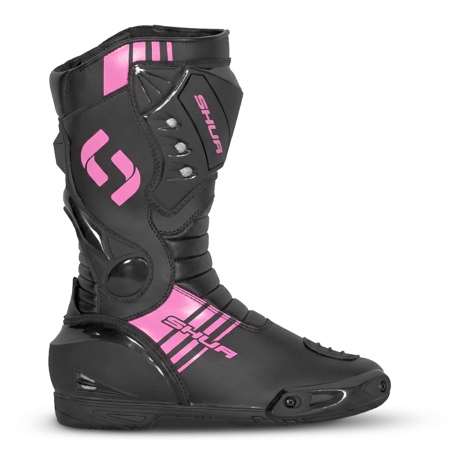 SHUA Super Tech Lady Motorcycle Racing Leather Boots Black Pink