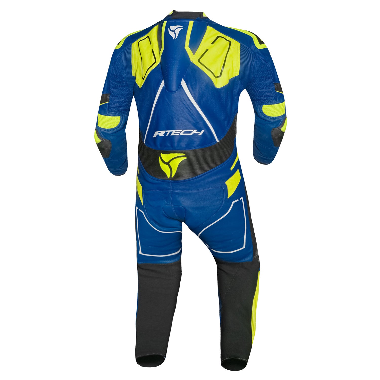 R-TECH Rising Star 1 PC Motorcycle Leather Suits Blue Yellow Fluro