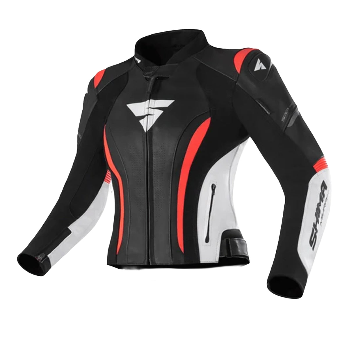 SHIMA MIURA 2.0 LADY MOTORCYCLE LEATHER JACKET BLACK RED FLUO
