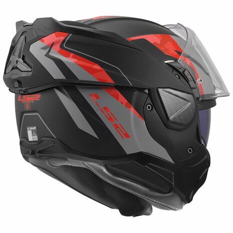 LS2 FF910 ADVANT II GLIDE MOTORCYCLE FLIP FRONT HELMET BLACK GREY RED