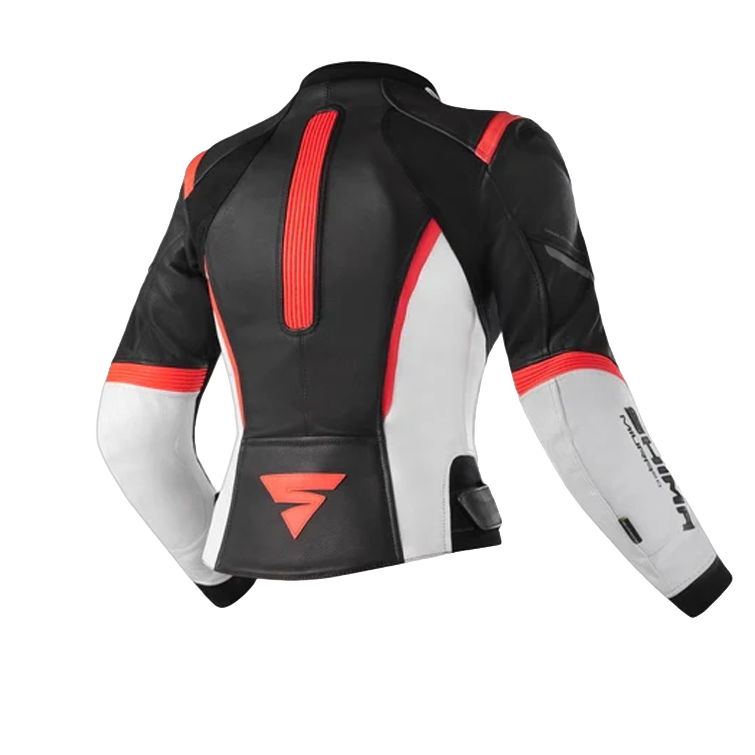 SHIMA MIURA 2.0 LADY MOTORCYCLE LEATHER JACKET BLACK RED FLUO