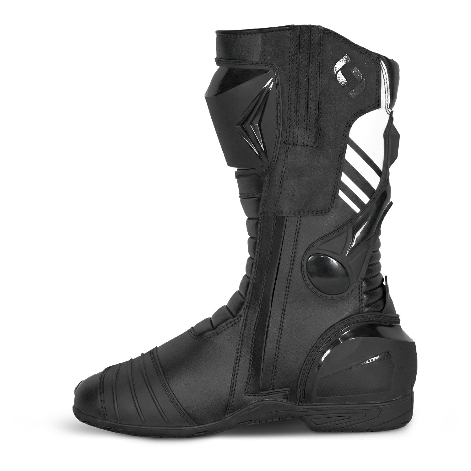 SHUA Super Tech Sports Motorcycle Leather Boots Black White