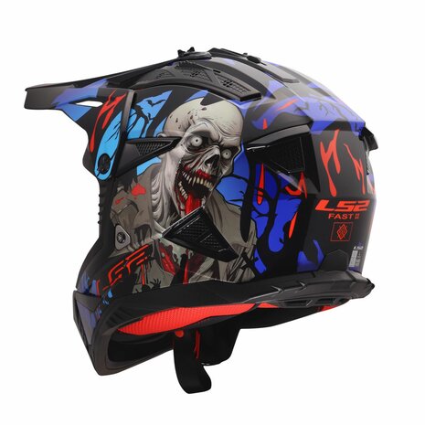 LS2 MX708 FAST II ZOMBIE II MOTOCROSS HELMET BLACK RED BLUE