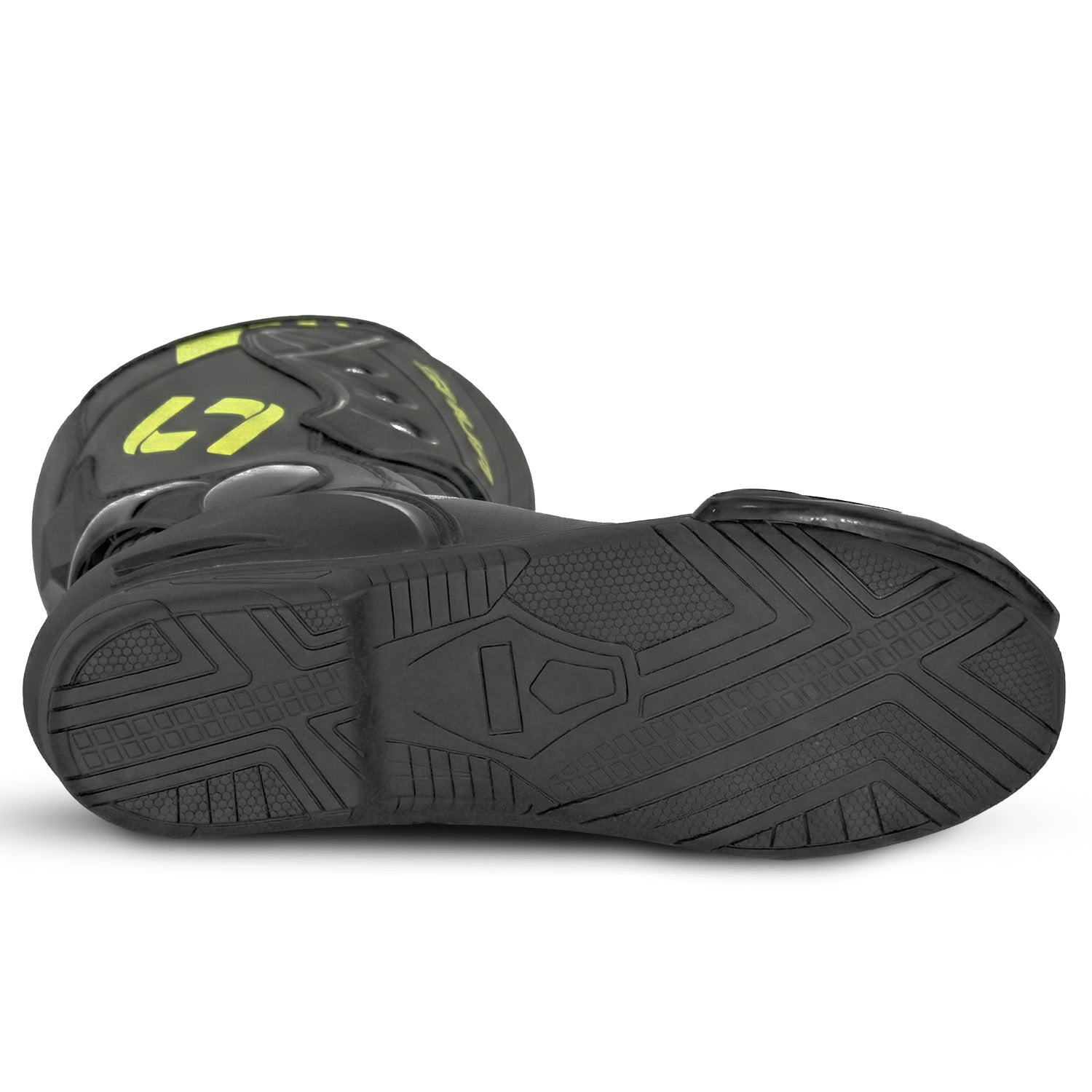 SHUA Super Tech Racing Motorcycle Leather Boots Black Fluor Yellow