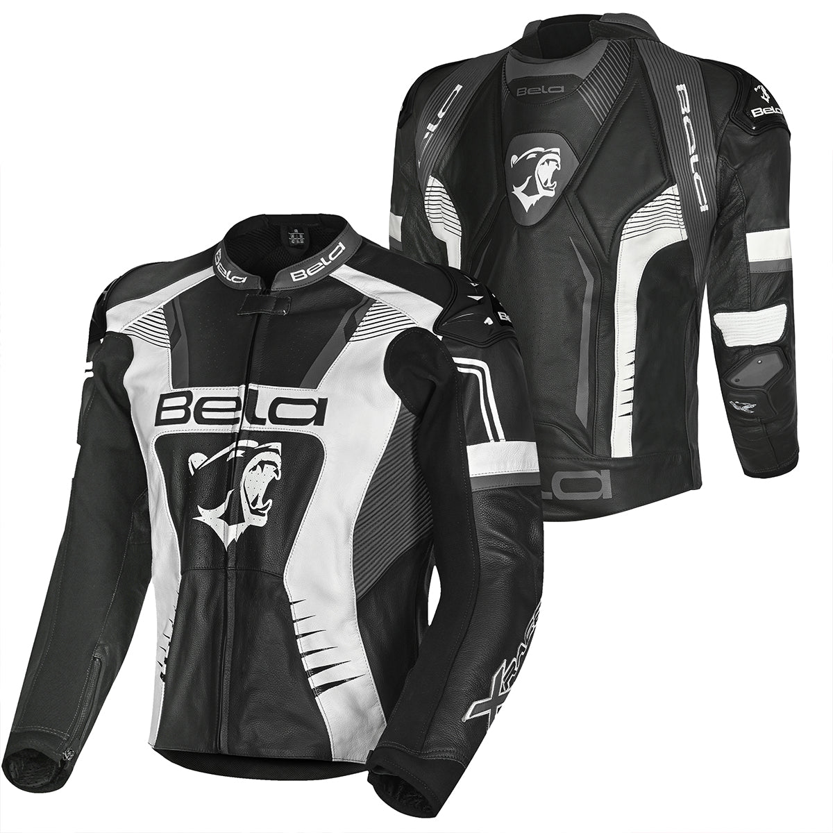 BELA X-Race Motorcycle Racing Leather Jacket Black/White/Anthracite