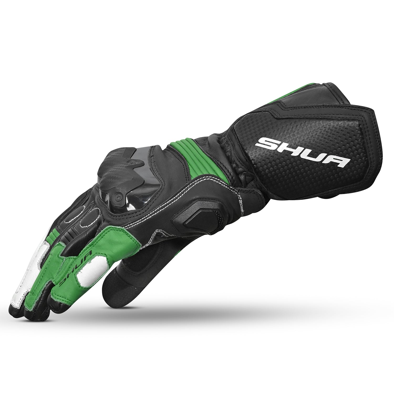 SHUA RANGER PRO MOTORCYCLE RACING GLOVES BLACK WHITE GREEN