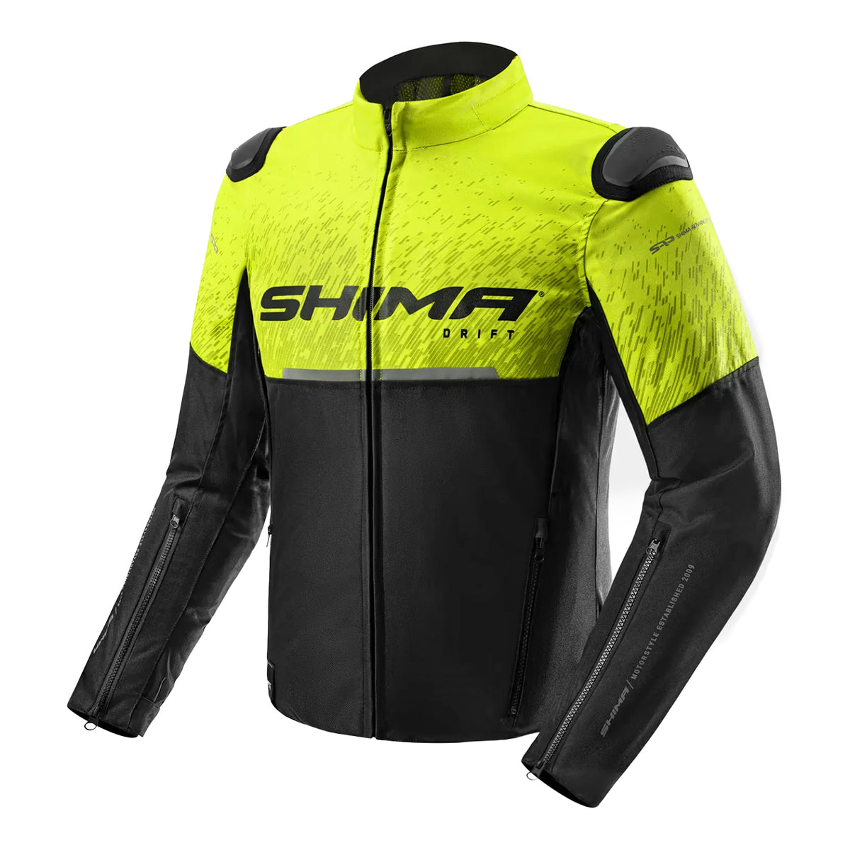 SHIMA DRIFT MEN MOTORCYCLE JACKET BLACK YELLOW FLUO