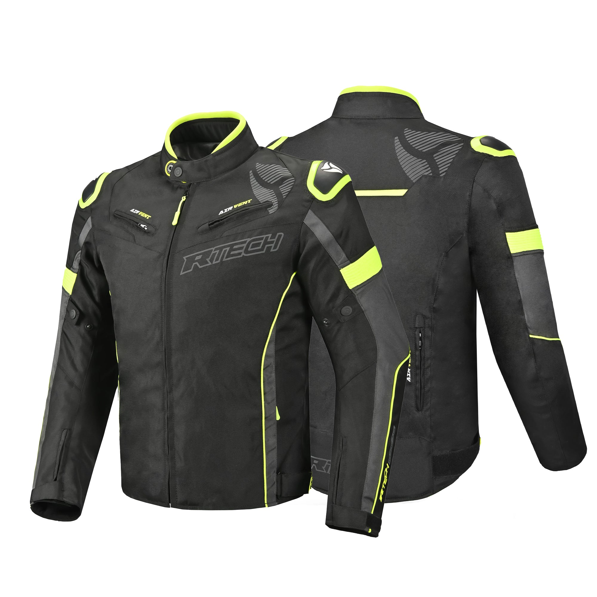 R-TECH Knight Rider Motorcycle Textile Jacket (Short) Black/Anthracite/Yellow