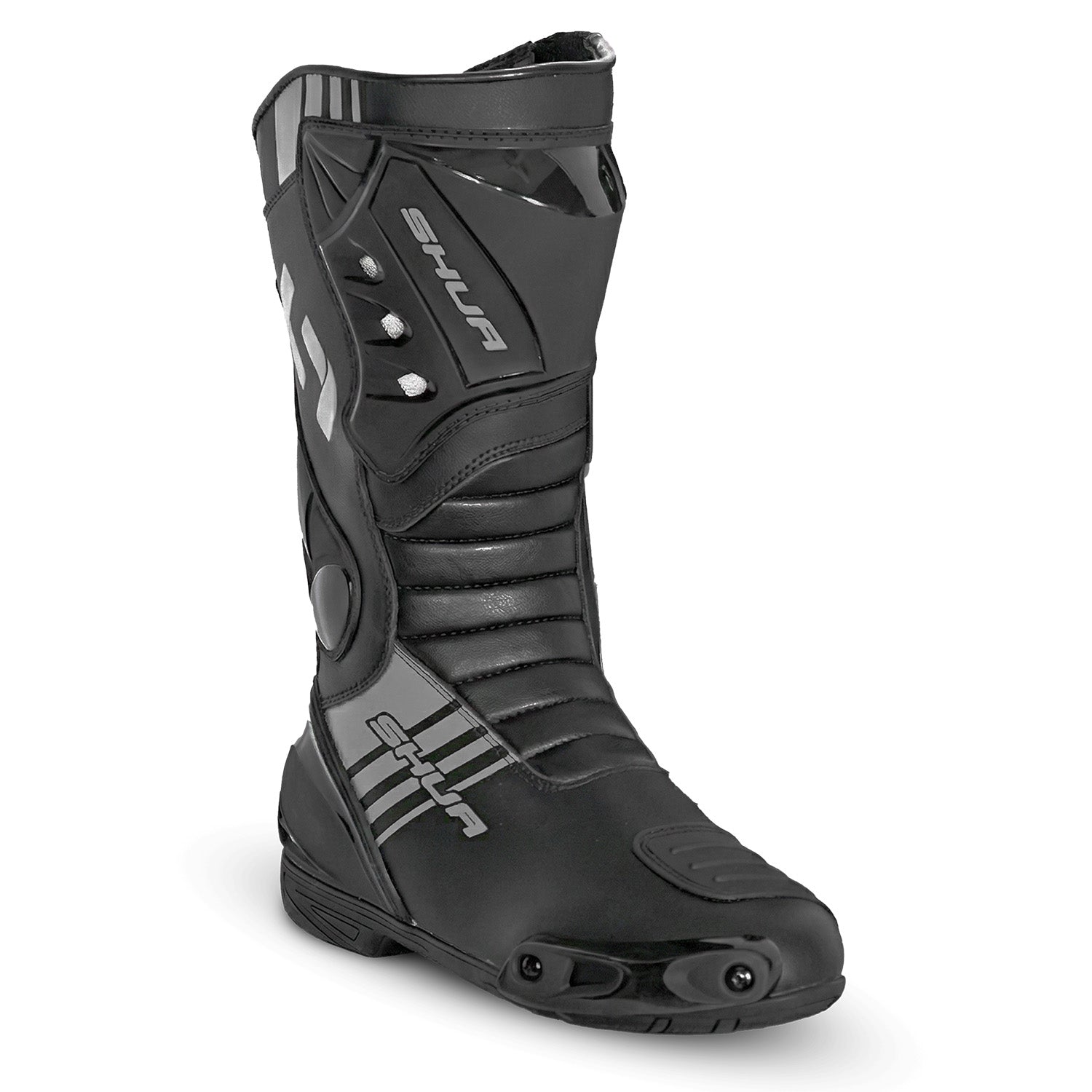 SHUA Super Tech Motorcycle Racing Leather Boots Black