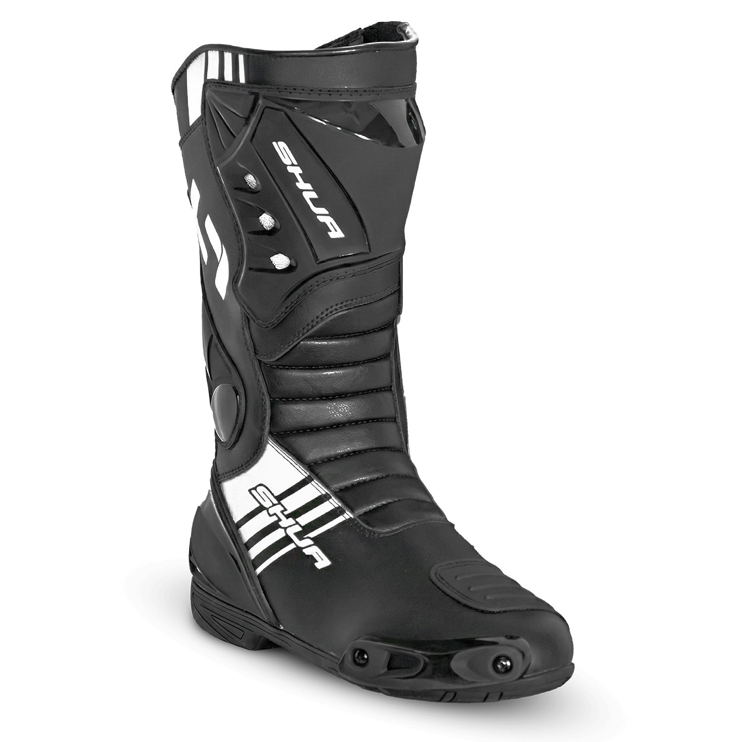 SHUA Super Tech Sports Motorcycle Leather Boots Black White