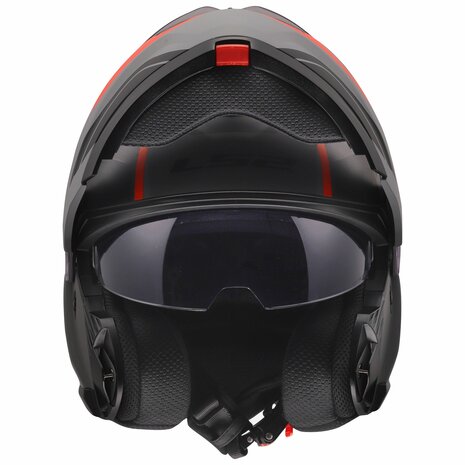 LS2 FF908 STROBE II MONZA MOTORCYCLE MODULAR HELMET BLACK GREY RED