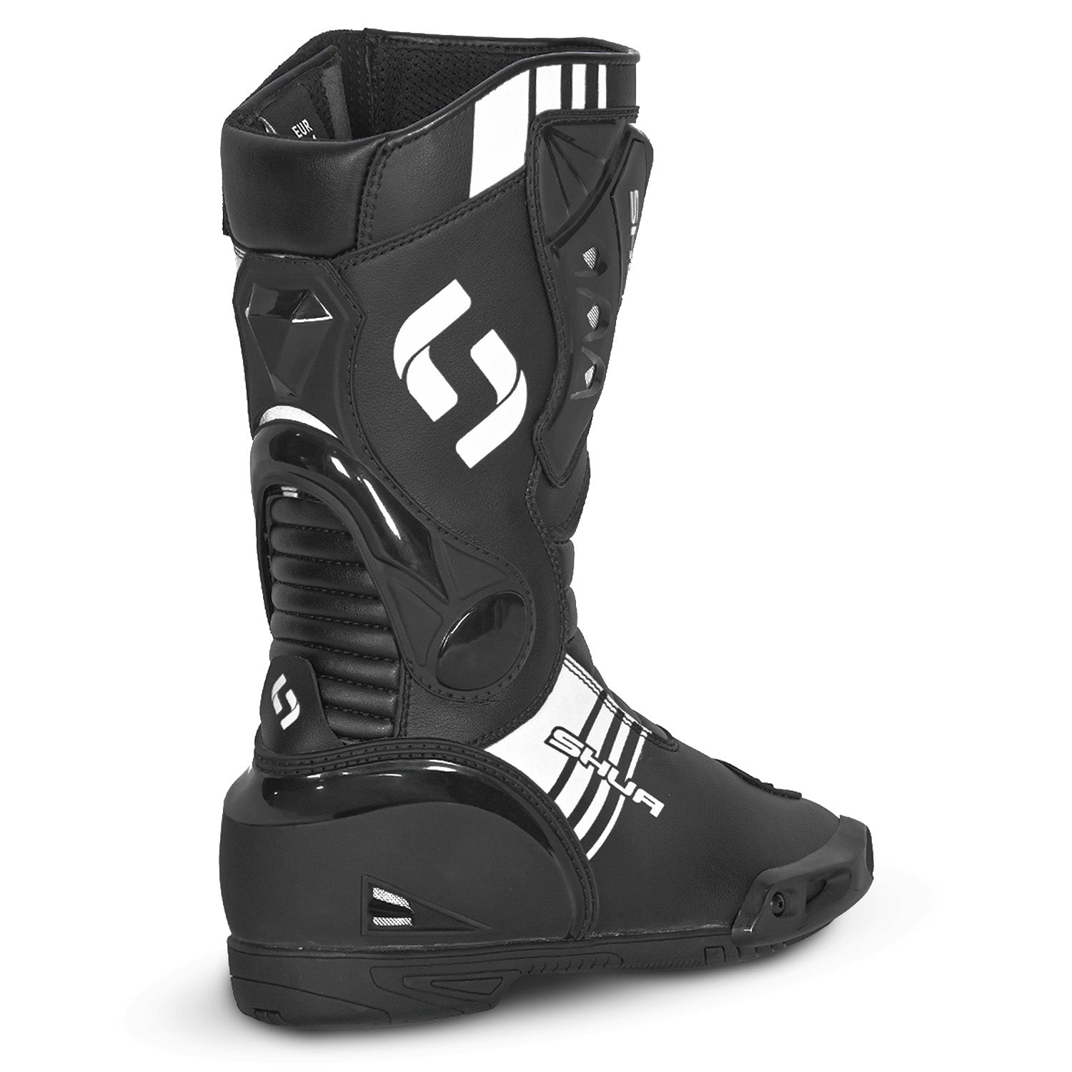 SHUA Super Tech Sports Motorcycle Leather Boots Black White