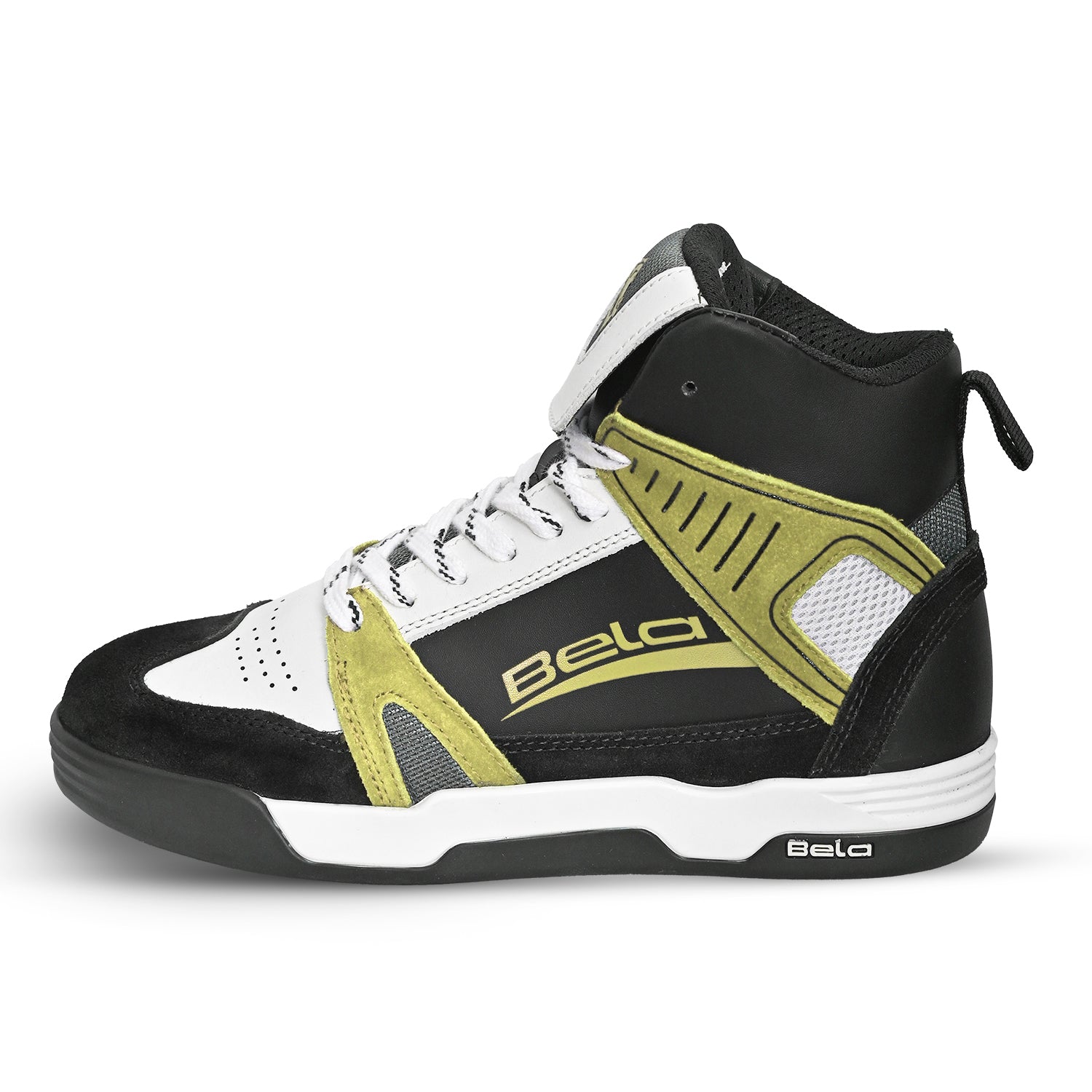 BELA Rover Urban Motorcycle Boots Black White Yellow Fluro