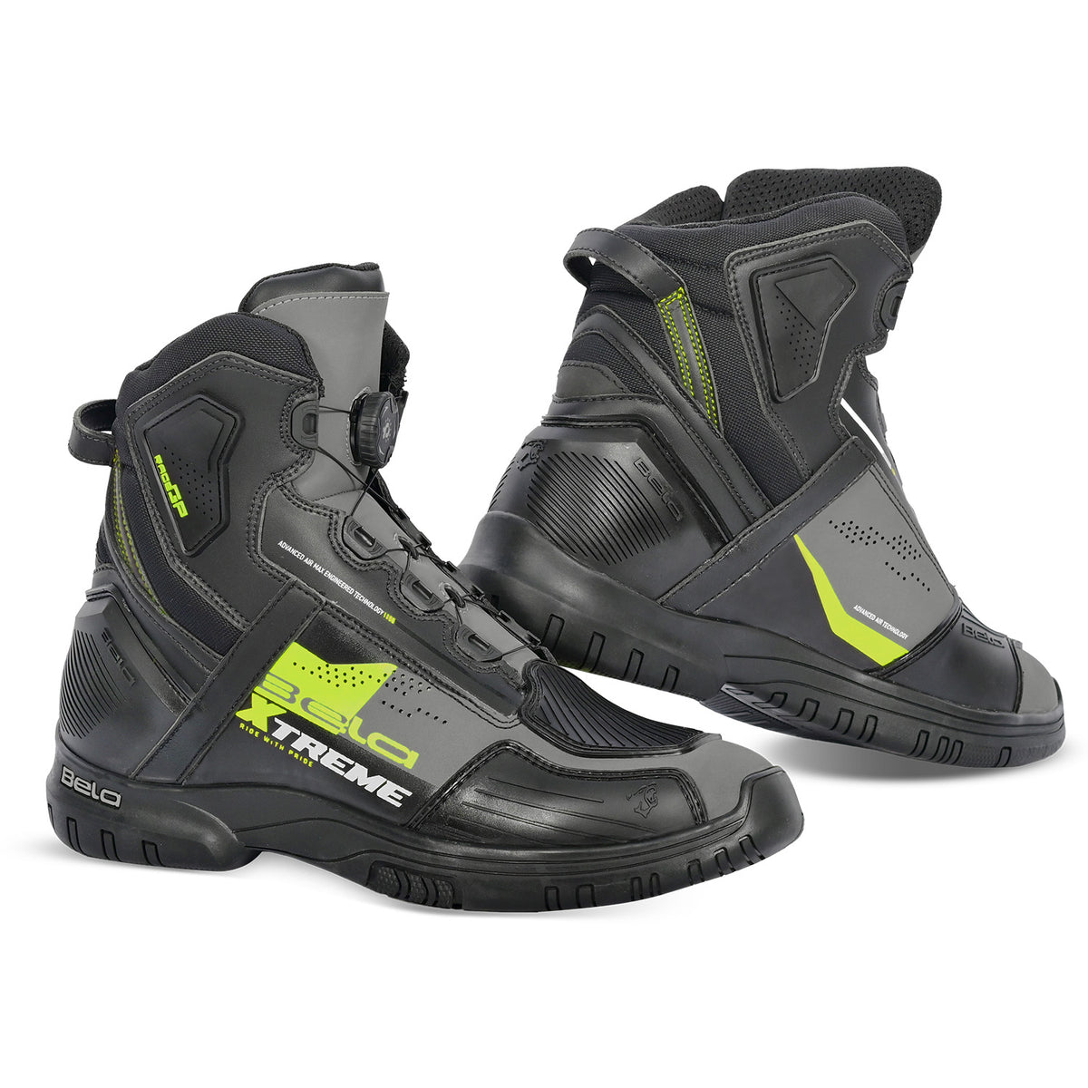 BELA EXTREME FORCE URBAN MOTORCYCLE BOOTS BLACK GREY YELLOW