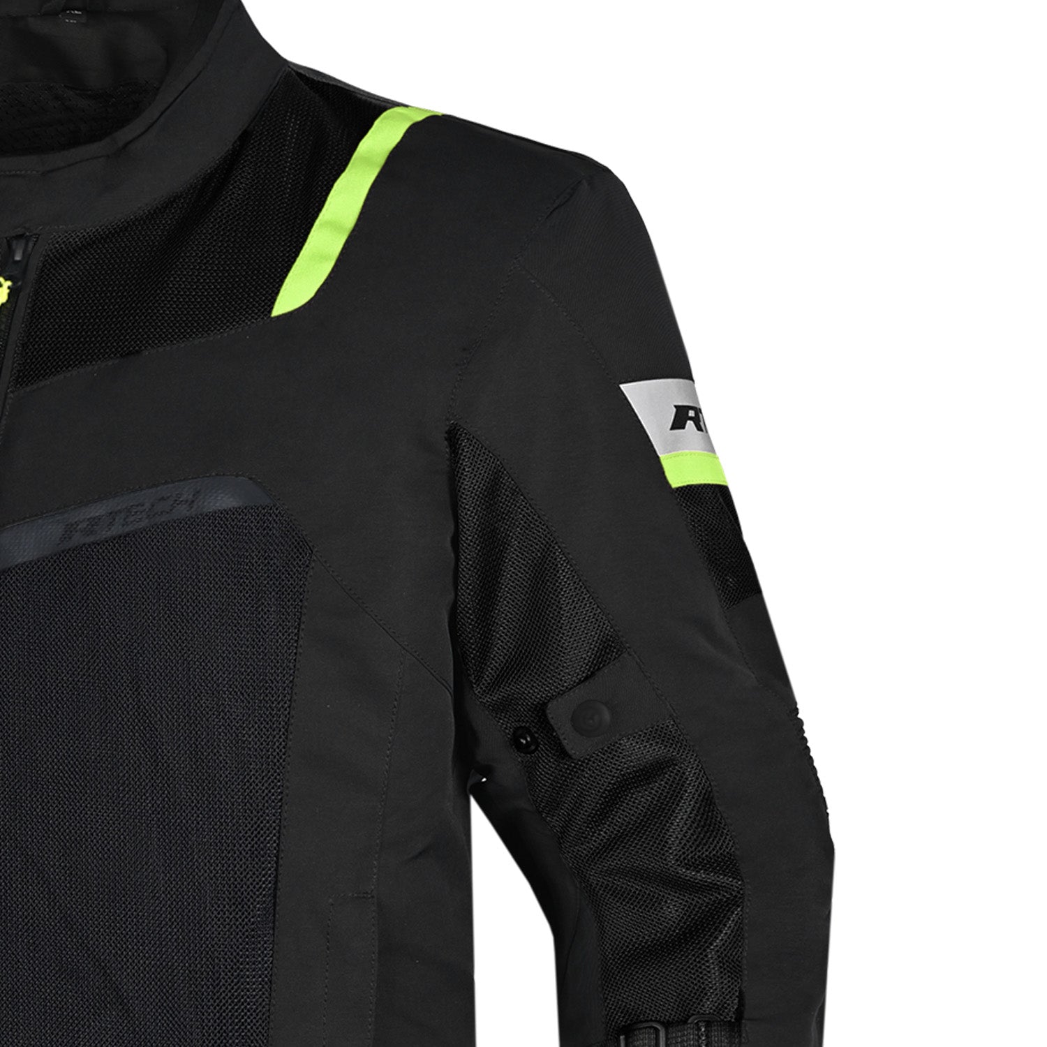 R-TECH SPIRAL MESH Motorcycle Jacket Black Yellow Fluro
