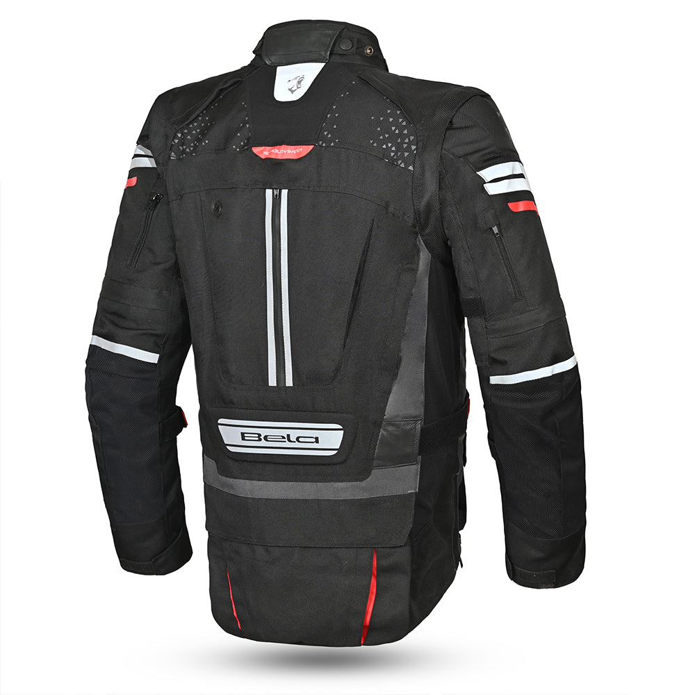 bela crossroad extreme wr the winter jacket black, dark-gray and red back side view