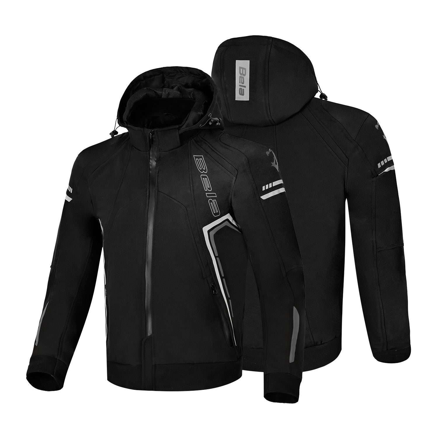 BELA Breeze Softshell Motorbike Riding Hoodie Black Gray