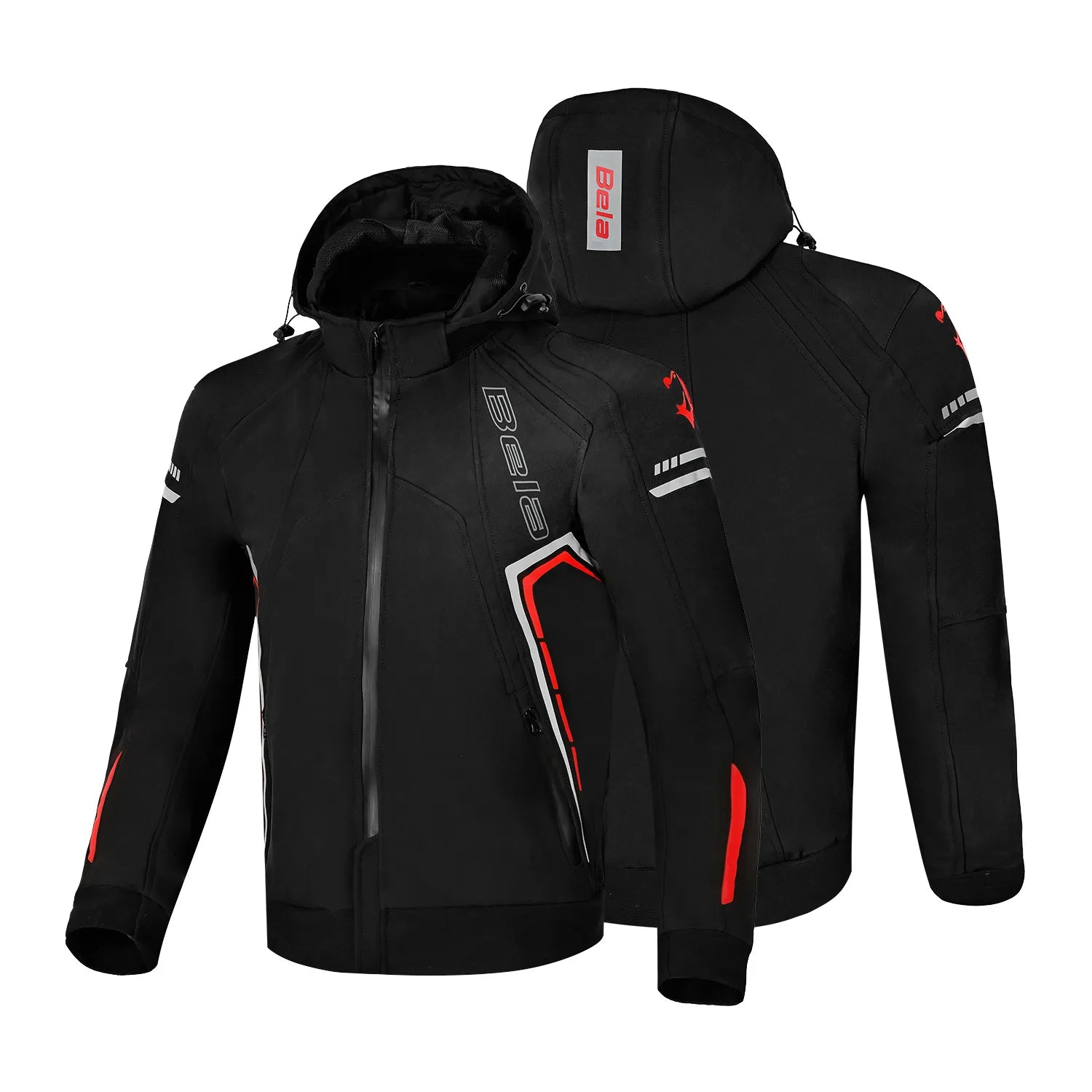 BELA Breeze Softshell Motorbike Riding Hoodie Black Red