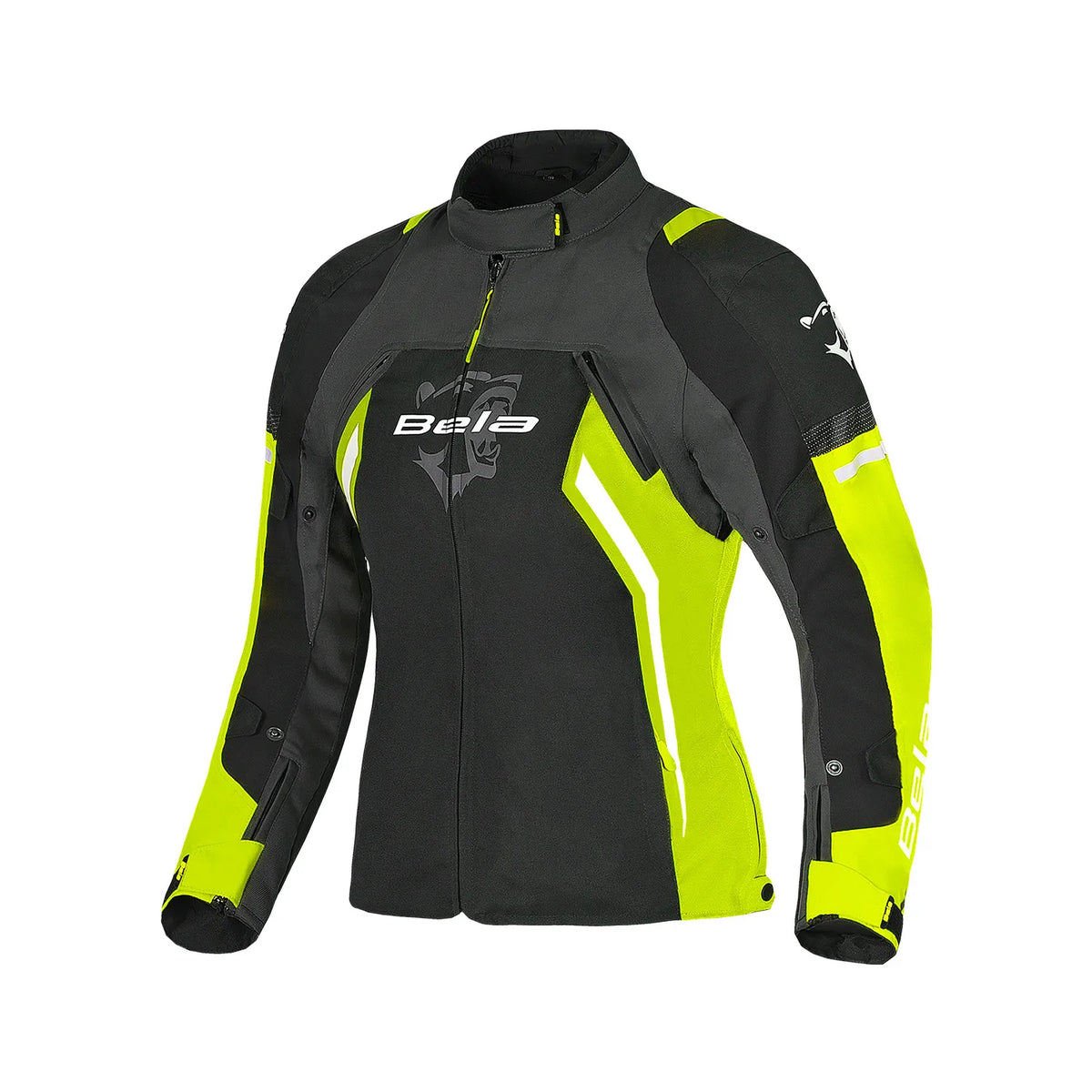 BELA Elanur Lady Textile Motorcycle Touring Jacket Black Grey Yellow