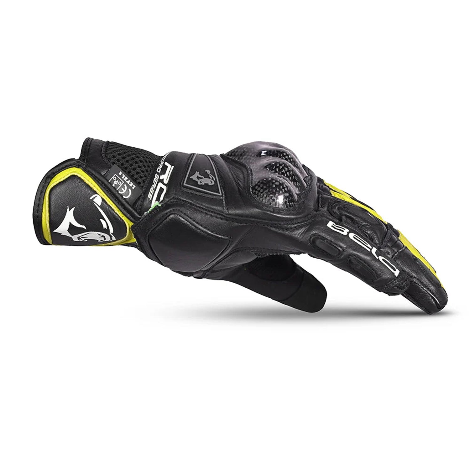 Bela Rocket Short Motorcycle Gloves Black/Fluro Yellow