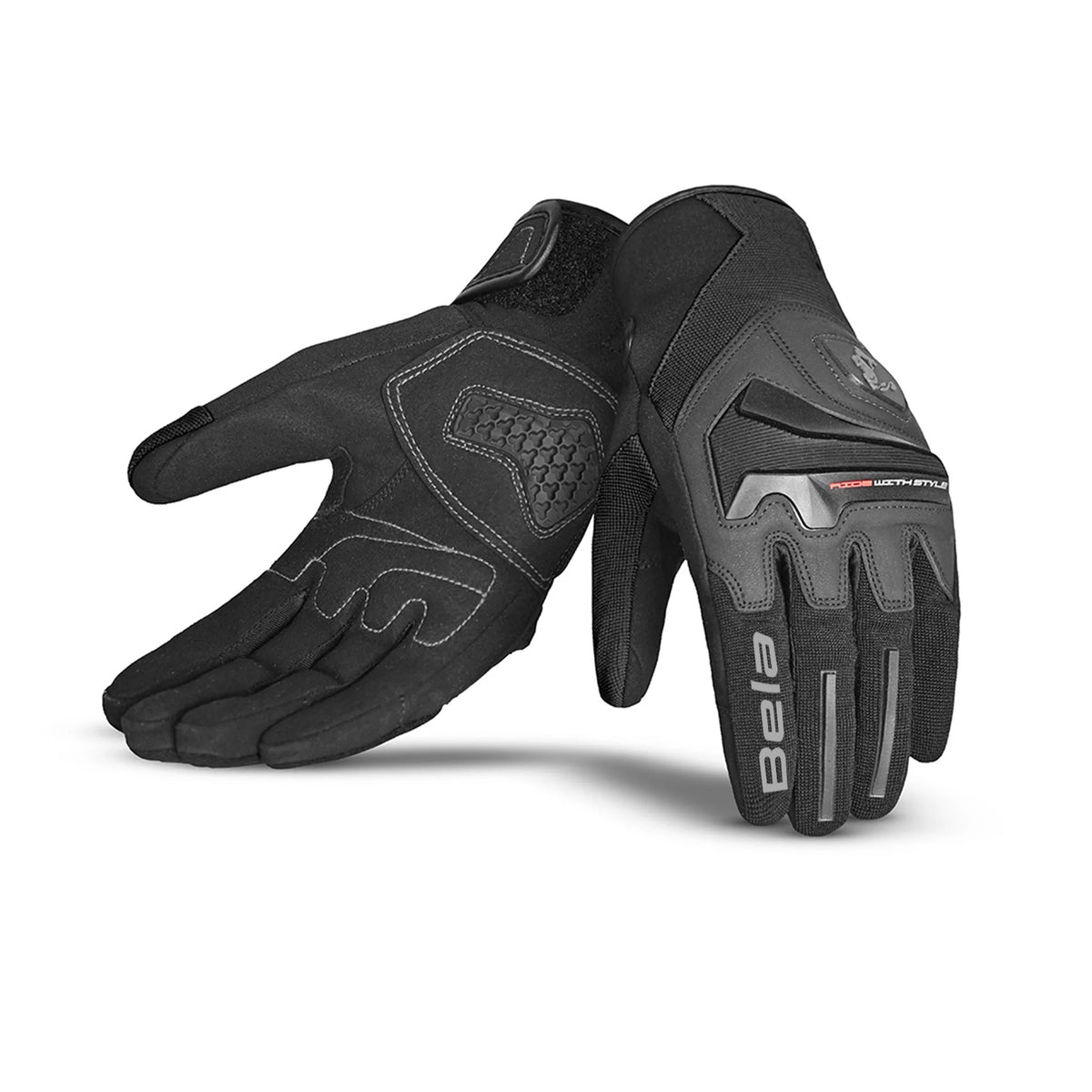 BELA Star Motorcycle Gloves Dark Grey Black