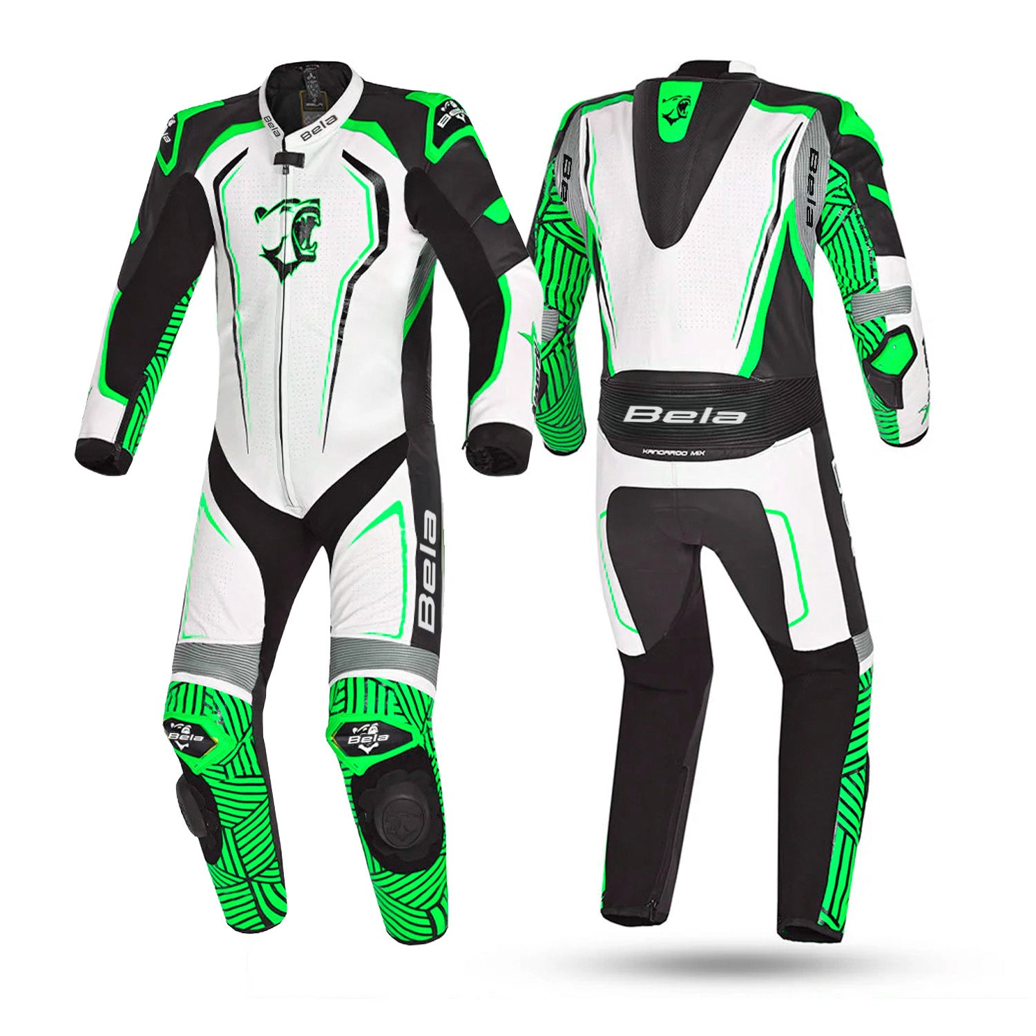 BELA North Star 1 PC Motorcycle Suit White Black Green