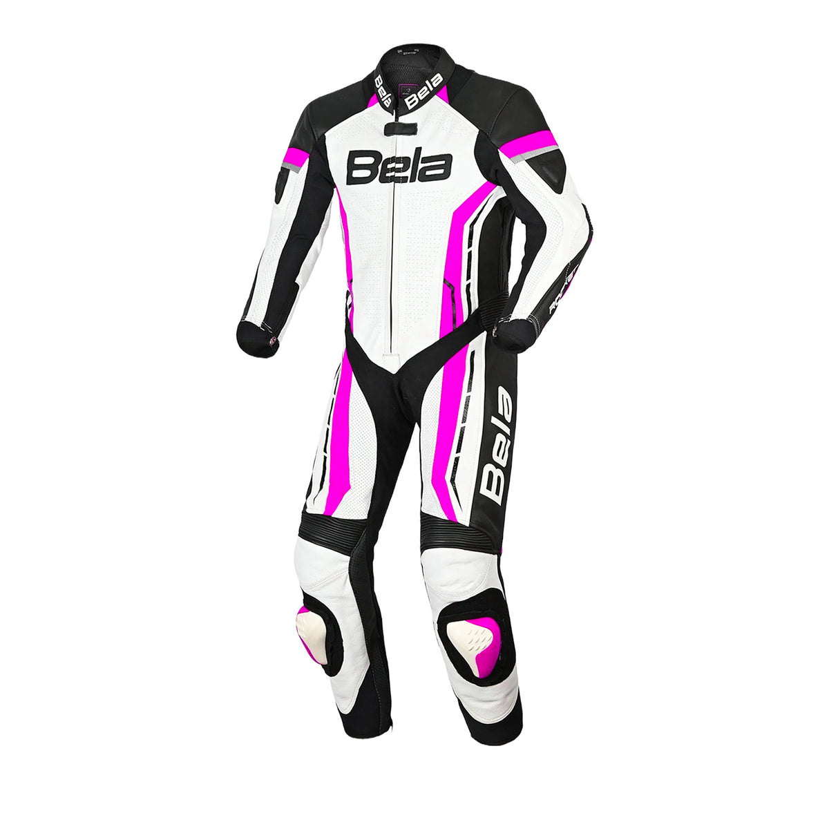 Bela Rocket 1PC Kids Motorcycle Leathers Suits White/Pink