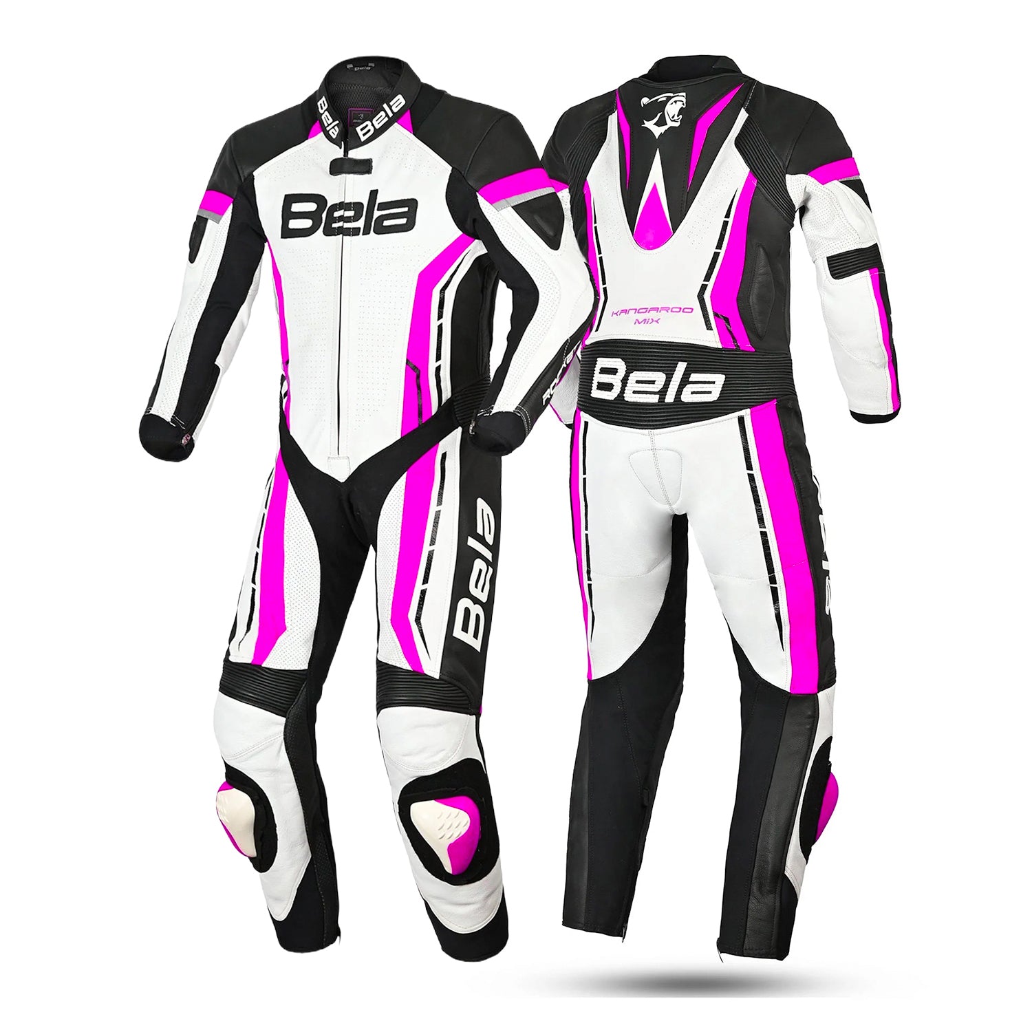 Bela Rocket 1PC Kids Motorcycle Leathers Suits White/Pink