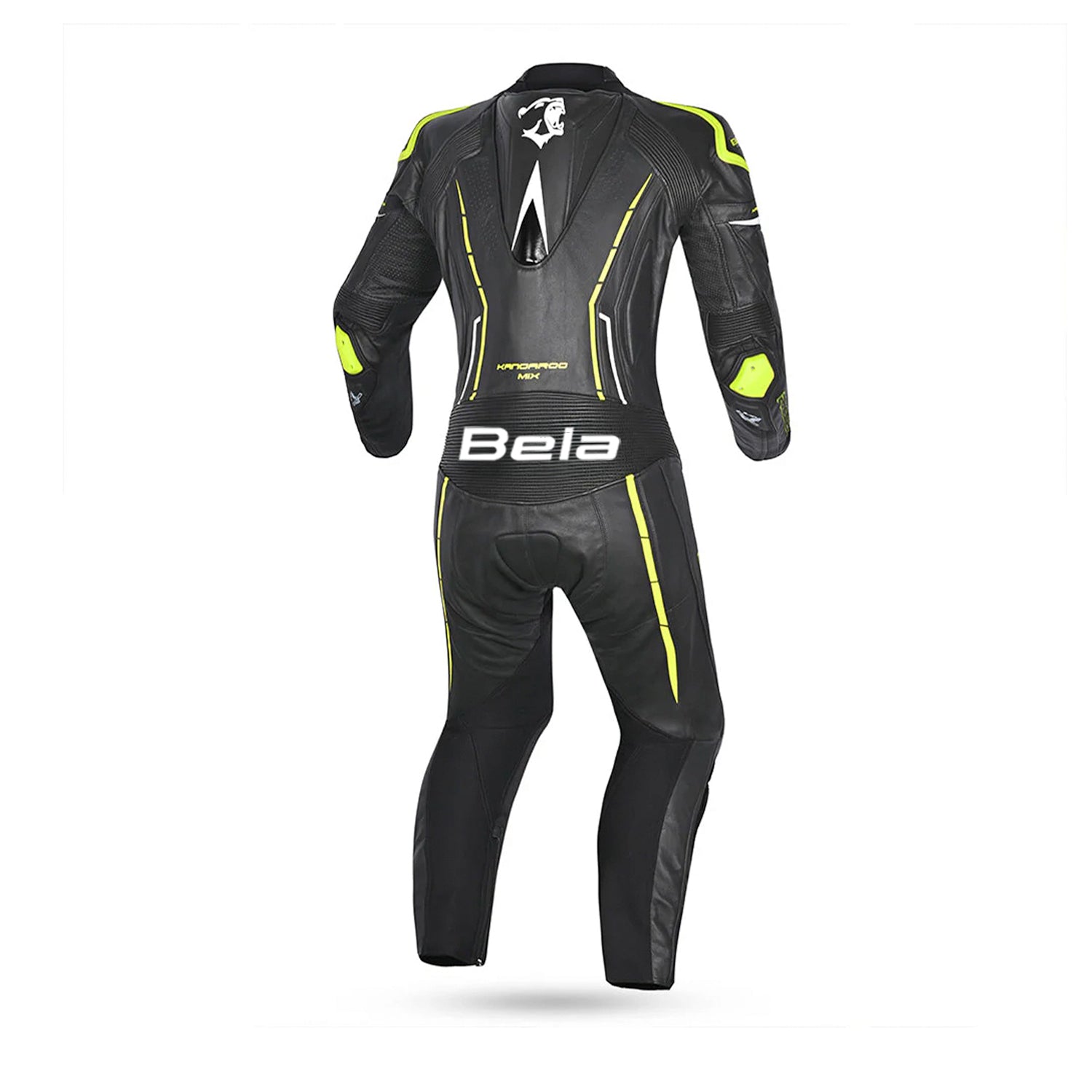 BELA Rocket Lady Mix Kangaroo 1-PC Motorcycle Racing Suits White/Black/Yellow Fluor