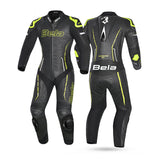 BELA Rocket Lady Mix Kangaroo 1-PC Motorcycle Racing Suits White/Black/Yellow Fluor